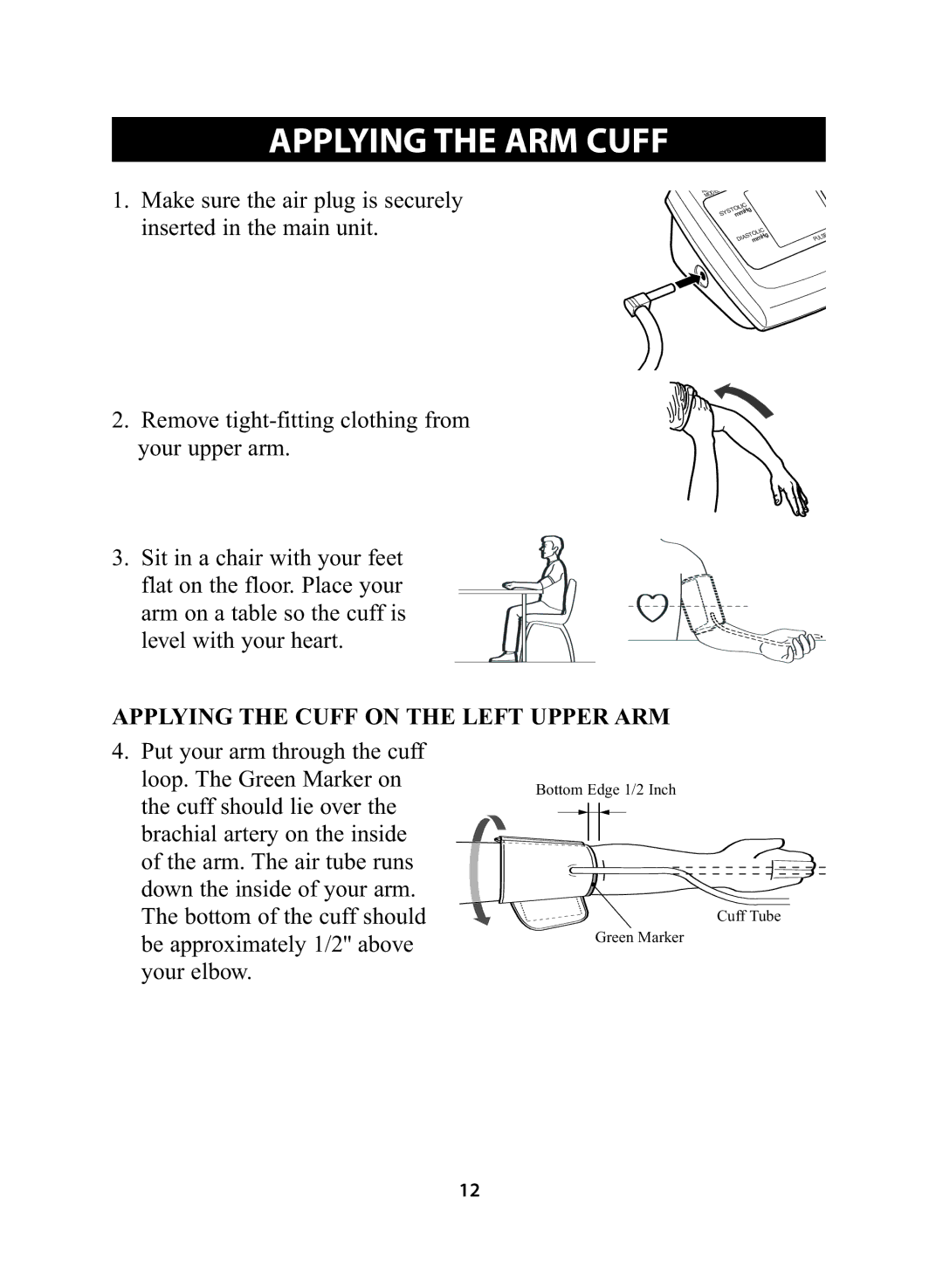 Omron Healthcare HEM-705CP instruction manual Applying the ARM Cuff 