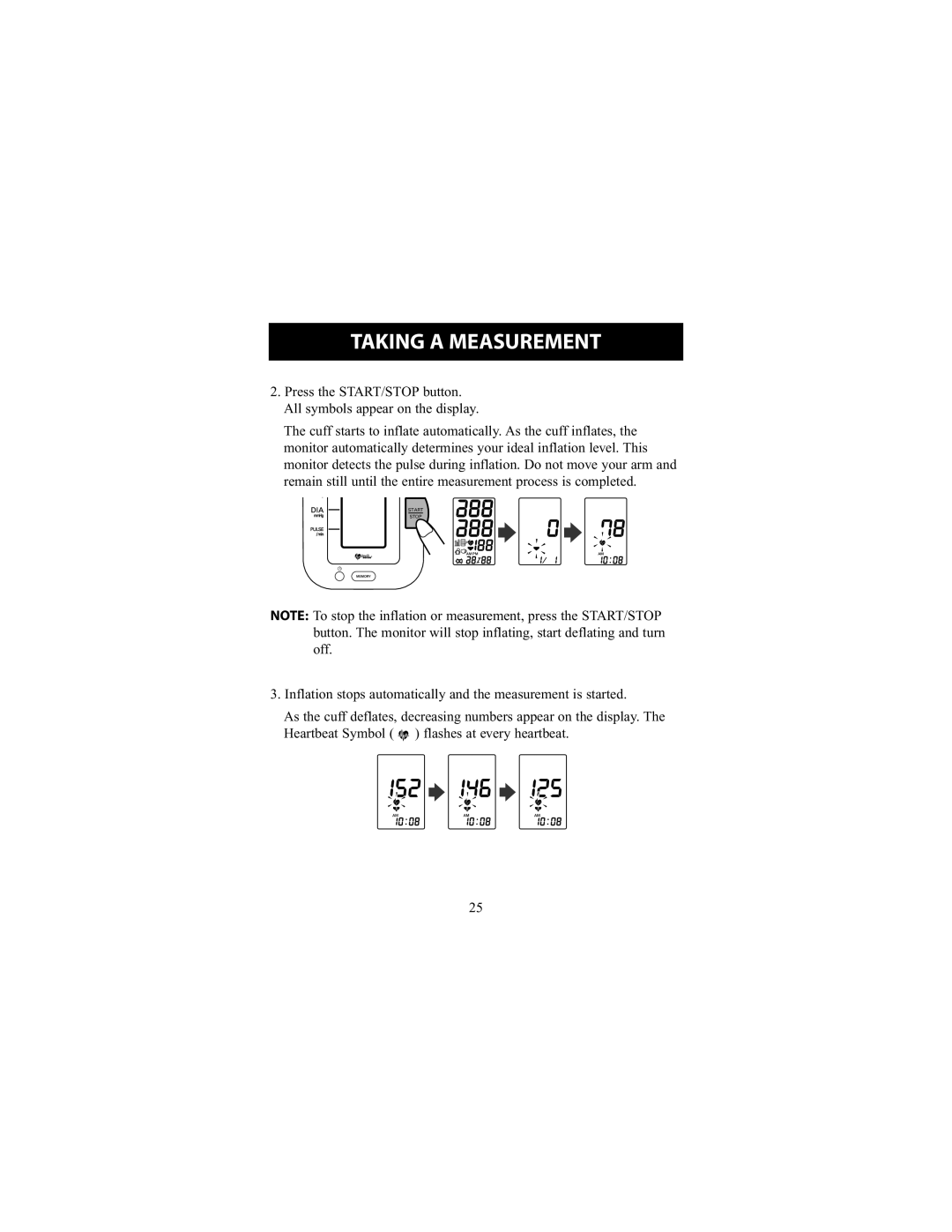 Omron Healthcare HEM-711AC instruction manual Start Stop 