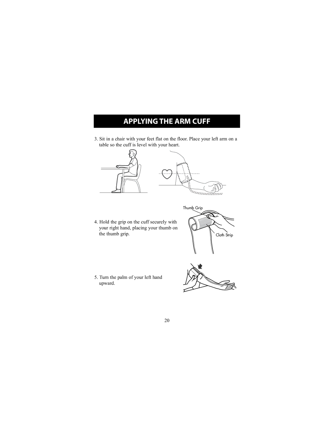 Omron Healthcare HEM-711DLX instruction manual Turn the palm of your left hand upward 