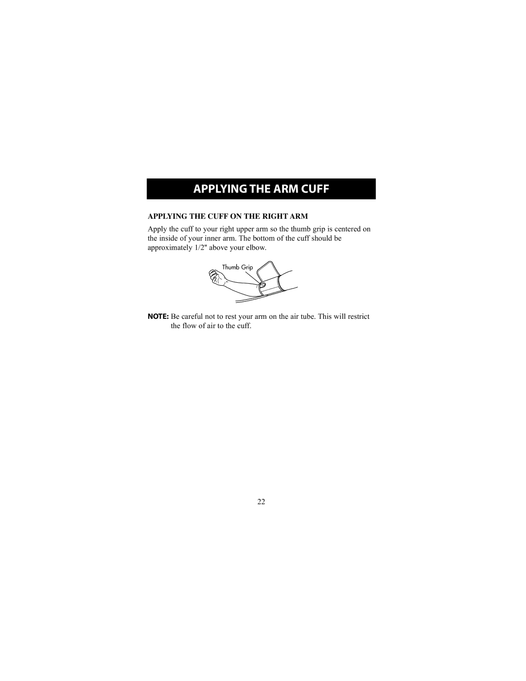 Omron Healthcare HEM-711DLX instruction manual Applying the Cuff on the Right ARM 