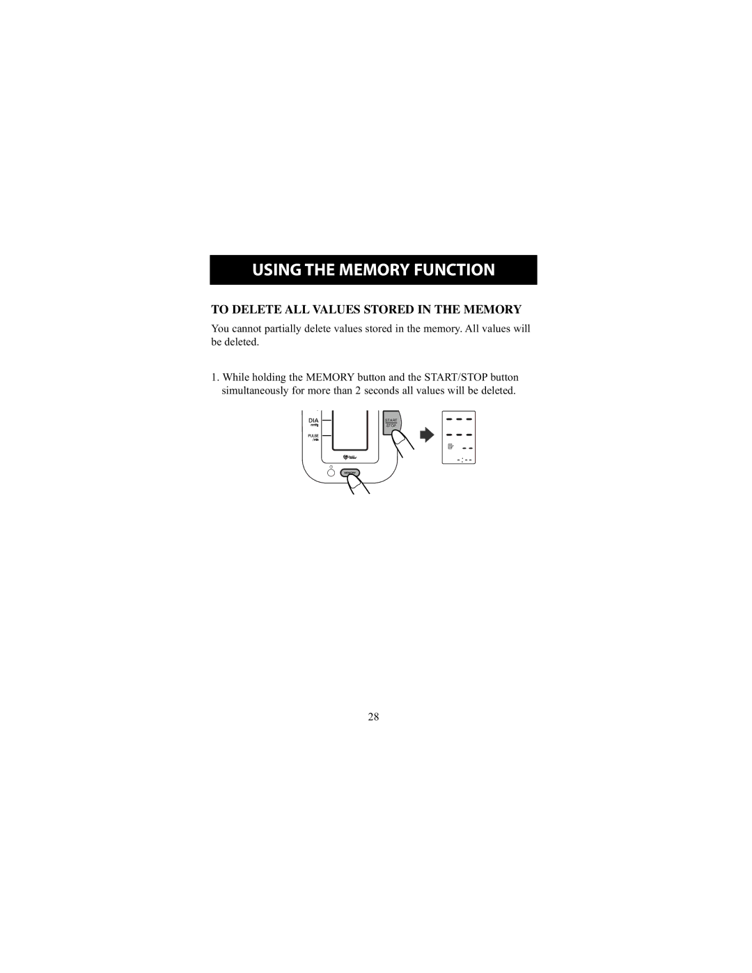 Omron Healthcare HEM-711DLX instruction manual To Delete ALL Values Stored in the Memory 