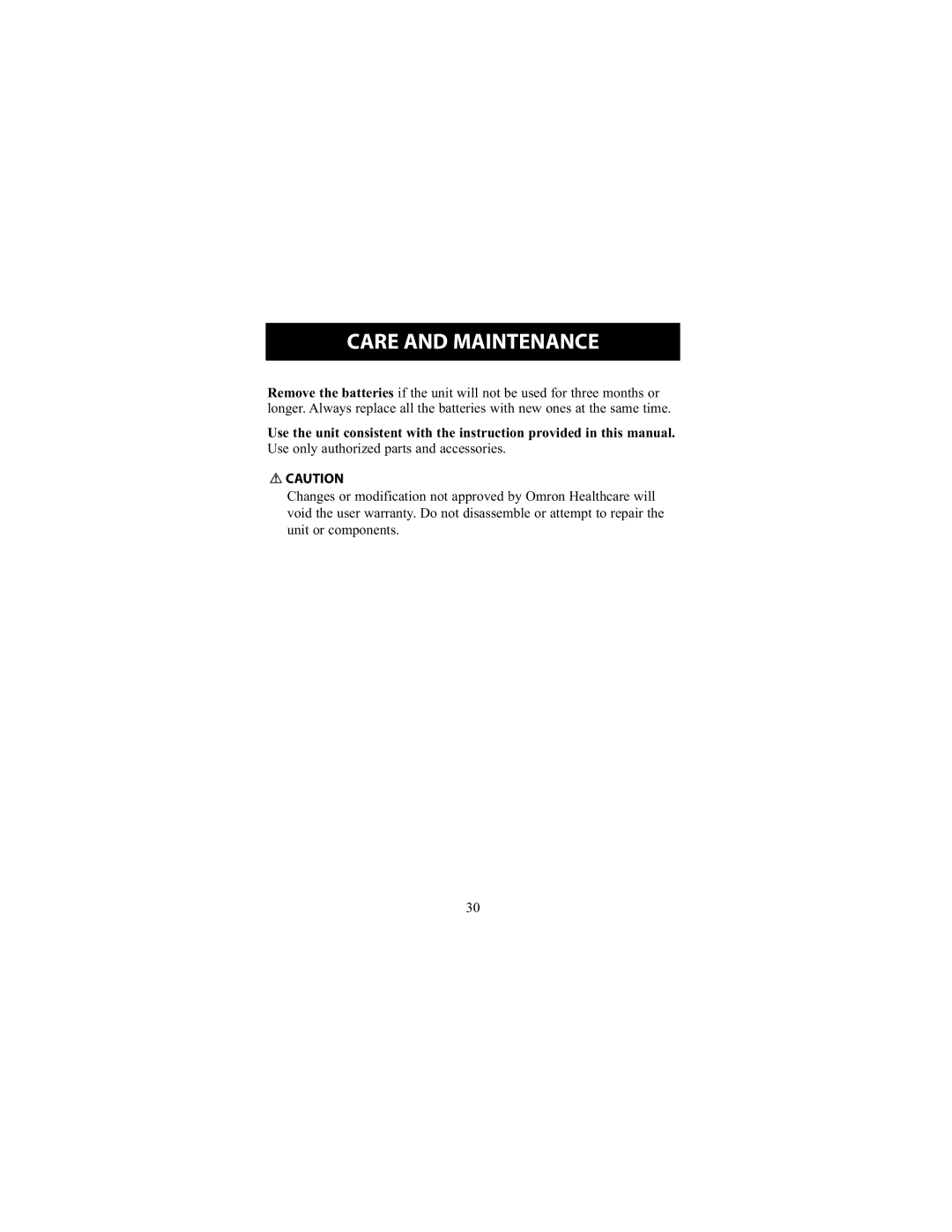 Omron Healthcare HEM-711DLX instruction manual Care and Maintenance 