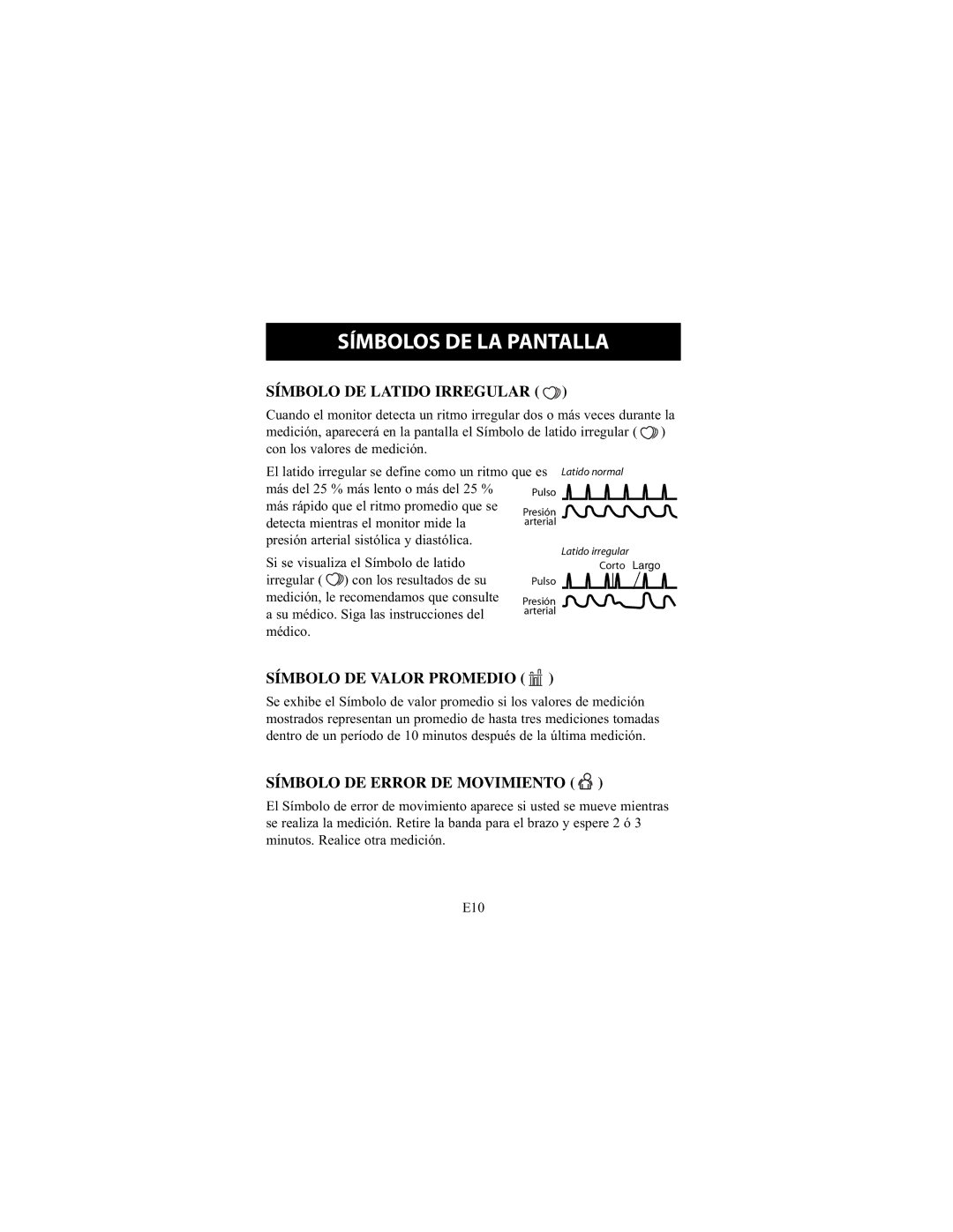 Omron Healthcare HEM-711DLX Símbolos DE LA Pantalla, Símbolo DE Latido Irregular, Símbolo DE Valor Promedio 