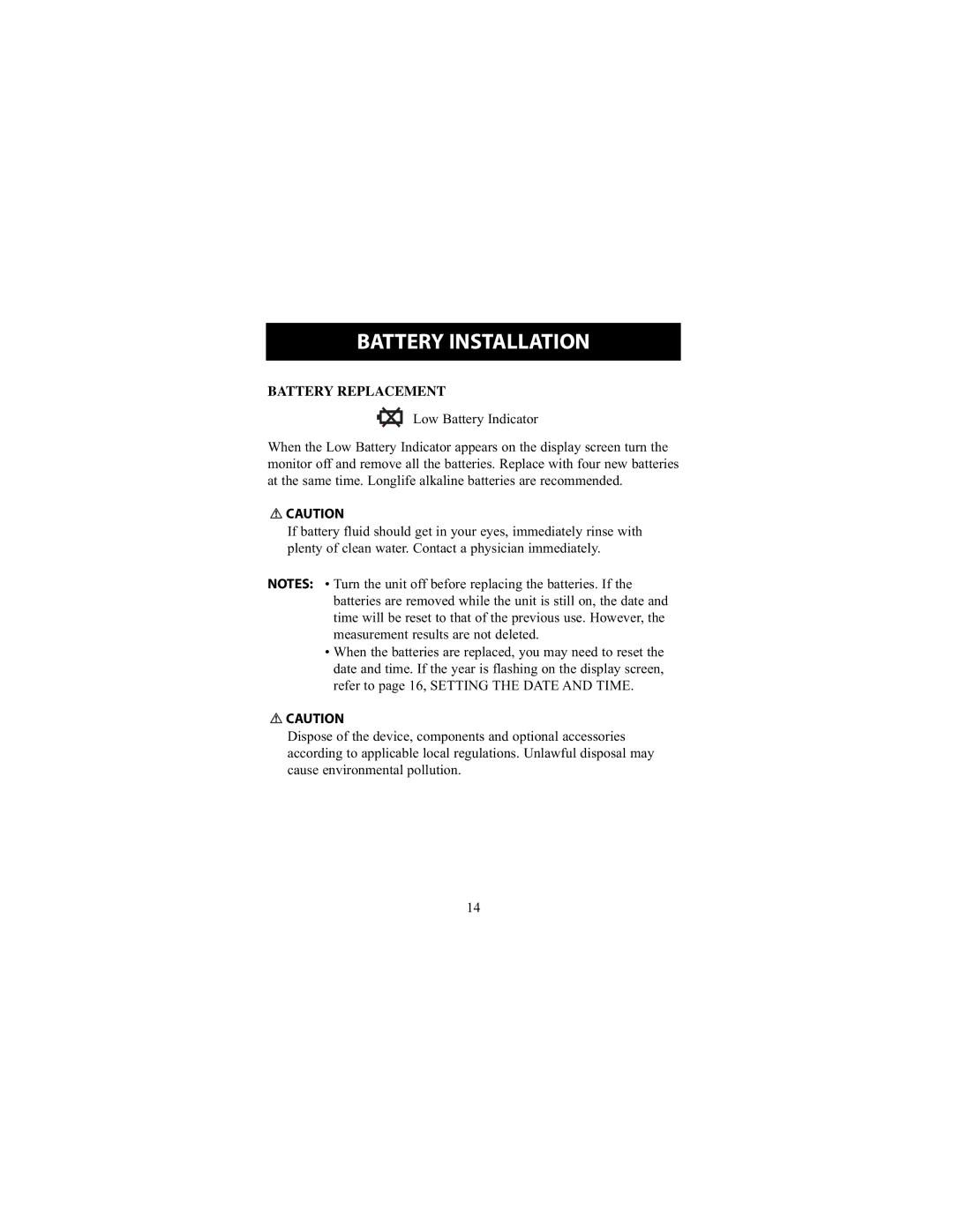 Omron Healthcare HEM-711DLX instruction manual Battery Replacement 