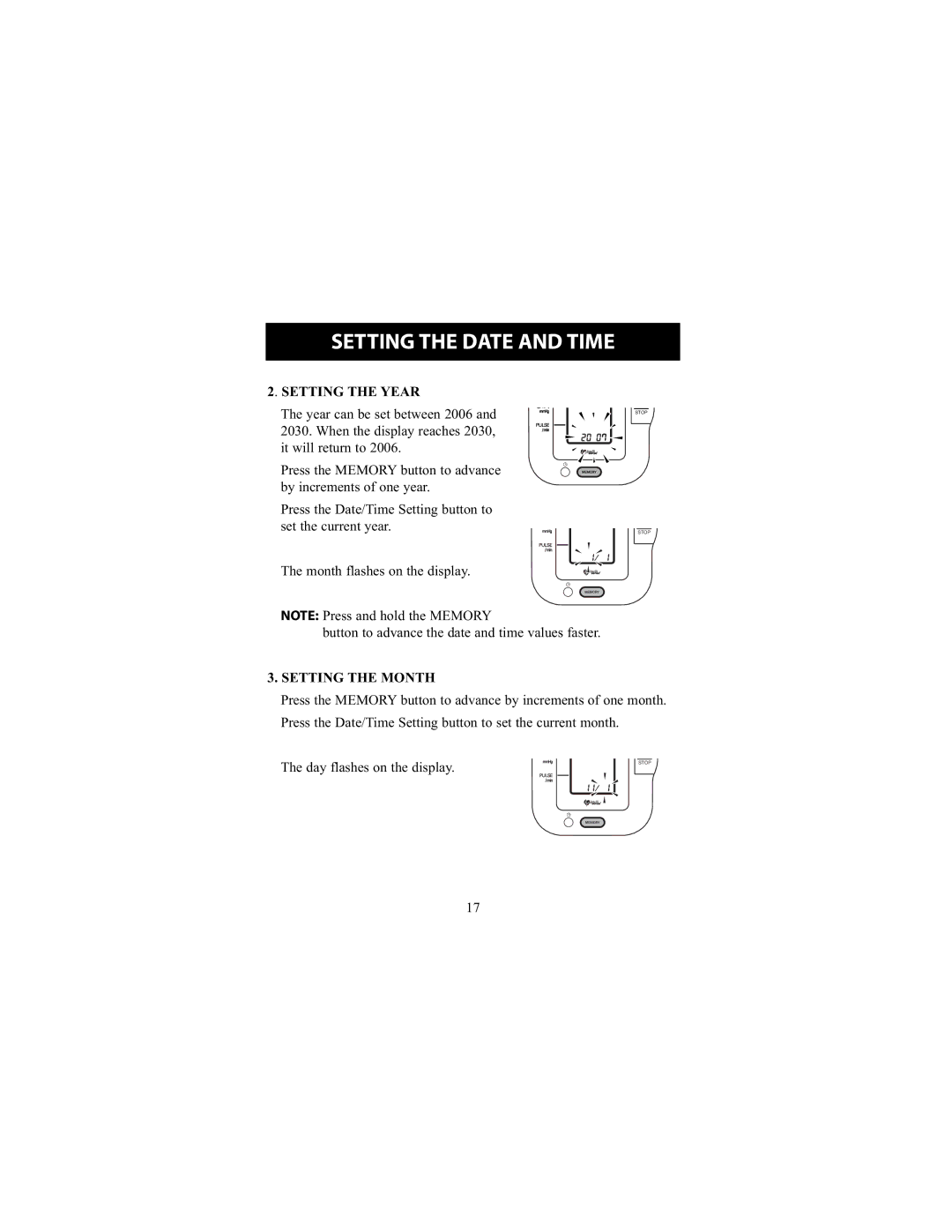 Omron Healthcare HEM-711DLX instruction manual Setting the Year, Setting the Month 