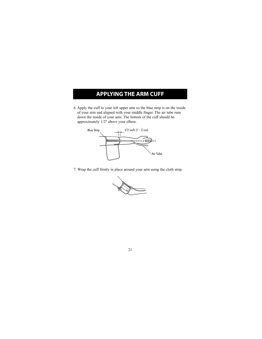 Omron Healthcare HEM-711DLX instruction manual Blue Strip Inch 1 2 cm Air Tube 