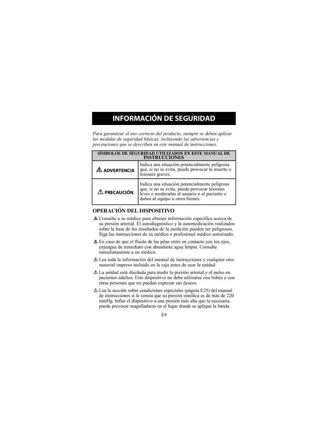 Omron Healthcare HEM-711DLX instruction manual Información DE Seguridad, Operación DEL Dispositivo, Instrucciones 