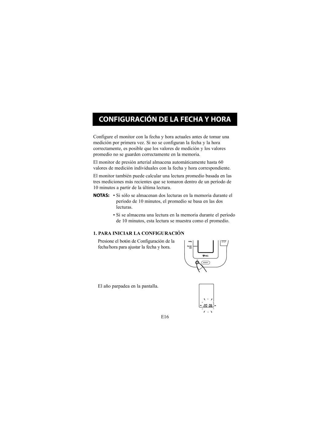 Omron Healthcare HEM-711DLX instruction manual Configuración DE LA Fecha Y Hora, Para Iniciar LA Configuración 