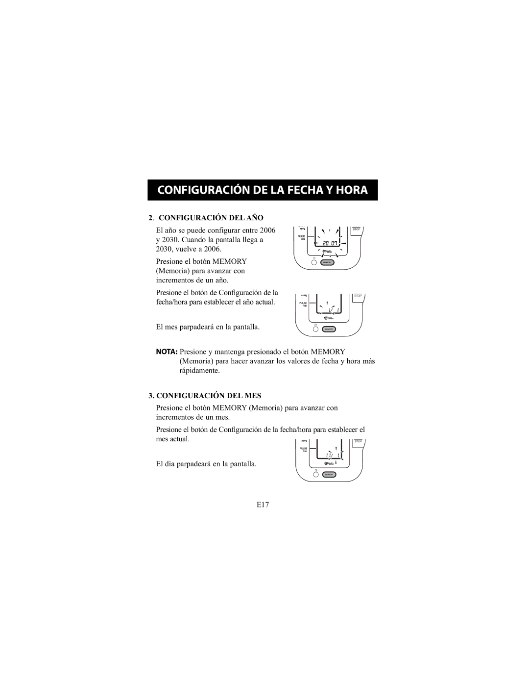 Omron Healthcare HEM-711DLX instruction manual Configuración Delaño, Configuración DEL MES 