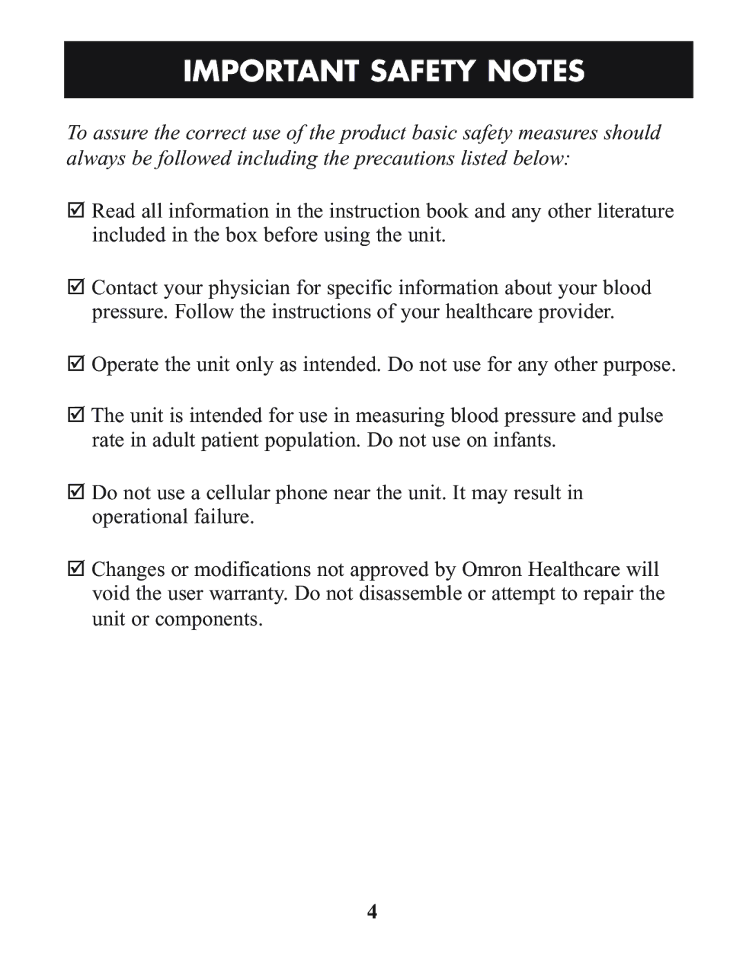 Omron Healthcare HEM-712C manual Important Safety Notes 