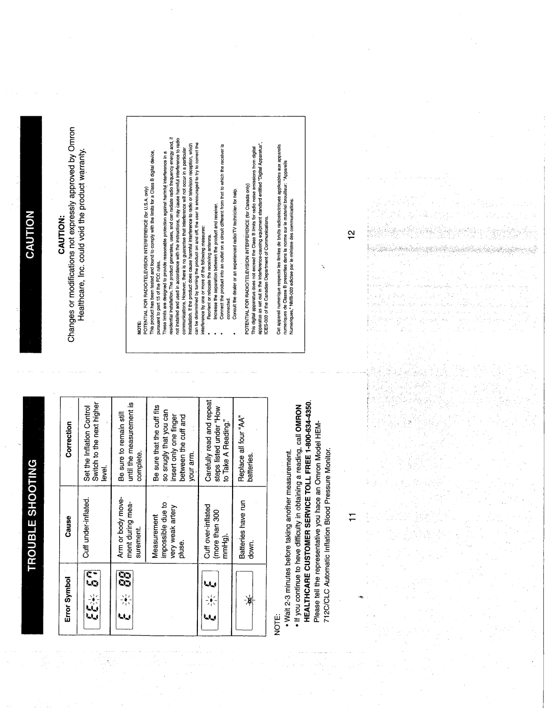 Omron Healthcare HEM-712CLC manual 