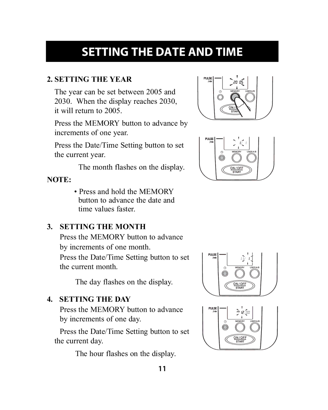 Omron Healthcare HEM-741CREL manual Setting the Year, Setting the Month, Setting the DAY 