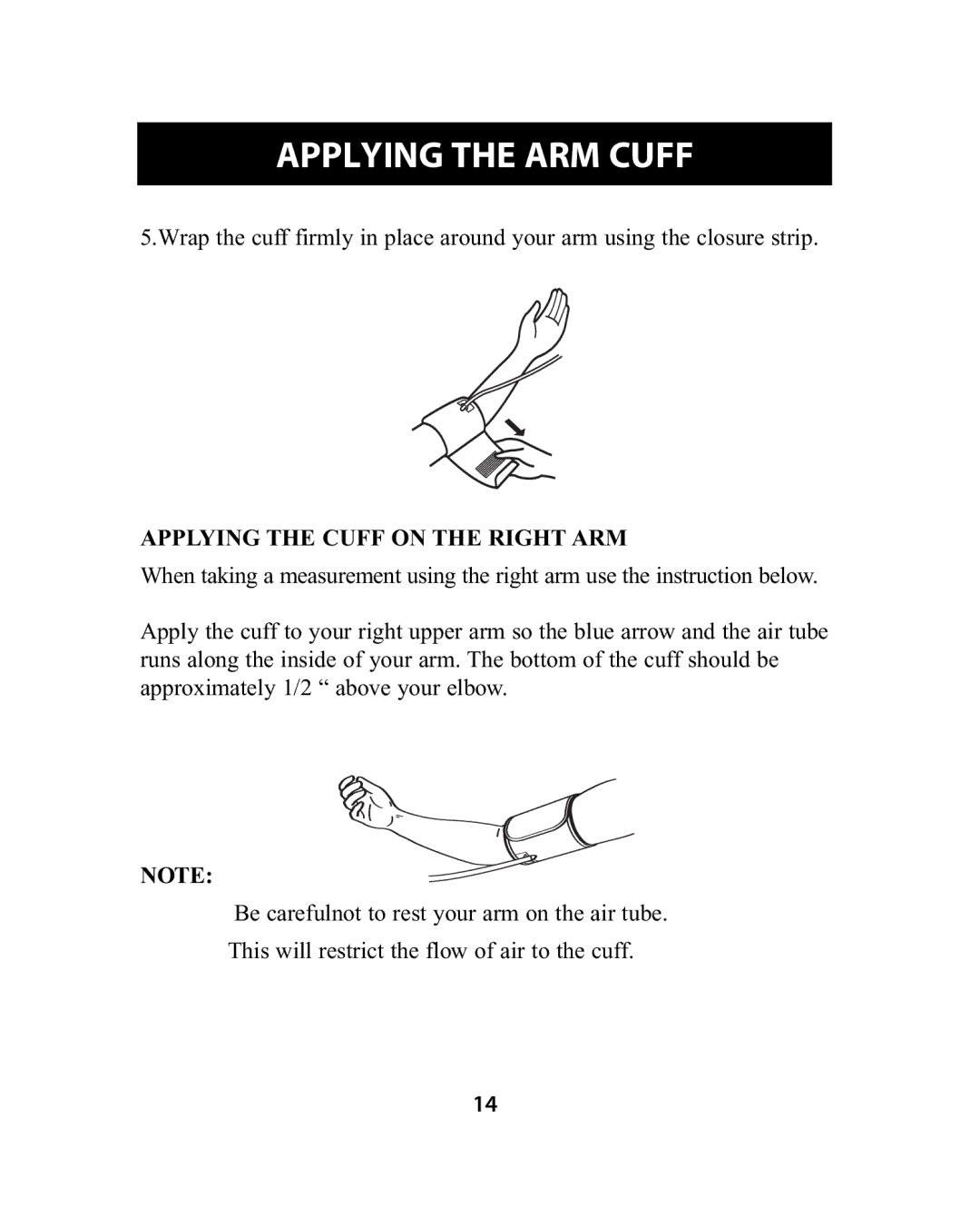 Omron Healthcare HEM-741CREL manual Applying the Cuff on the Right ARM 