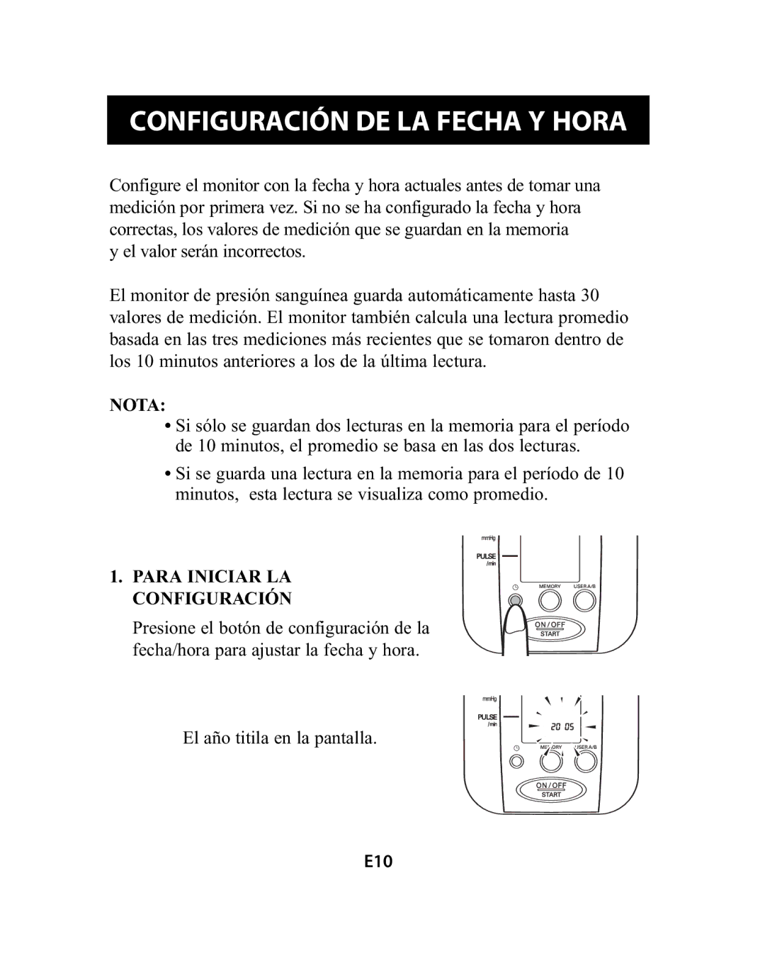 Omron Healthcare HEM-741CREL manual Configuración DE LA Fecha Y Hora, Para Iniciar LA Configuración 