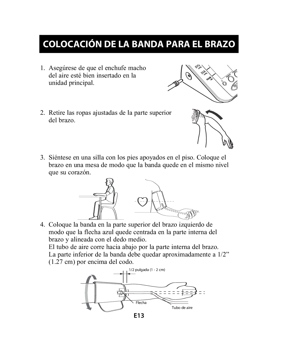 Omron Healthcare HEM-741CREL manual Colocación DE LA Banda Para EL Brazo 