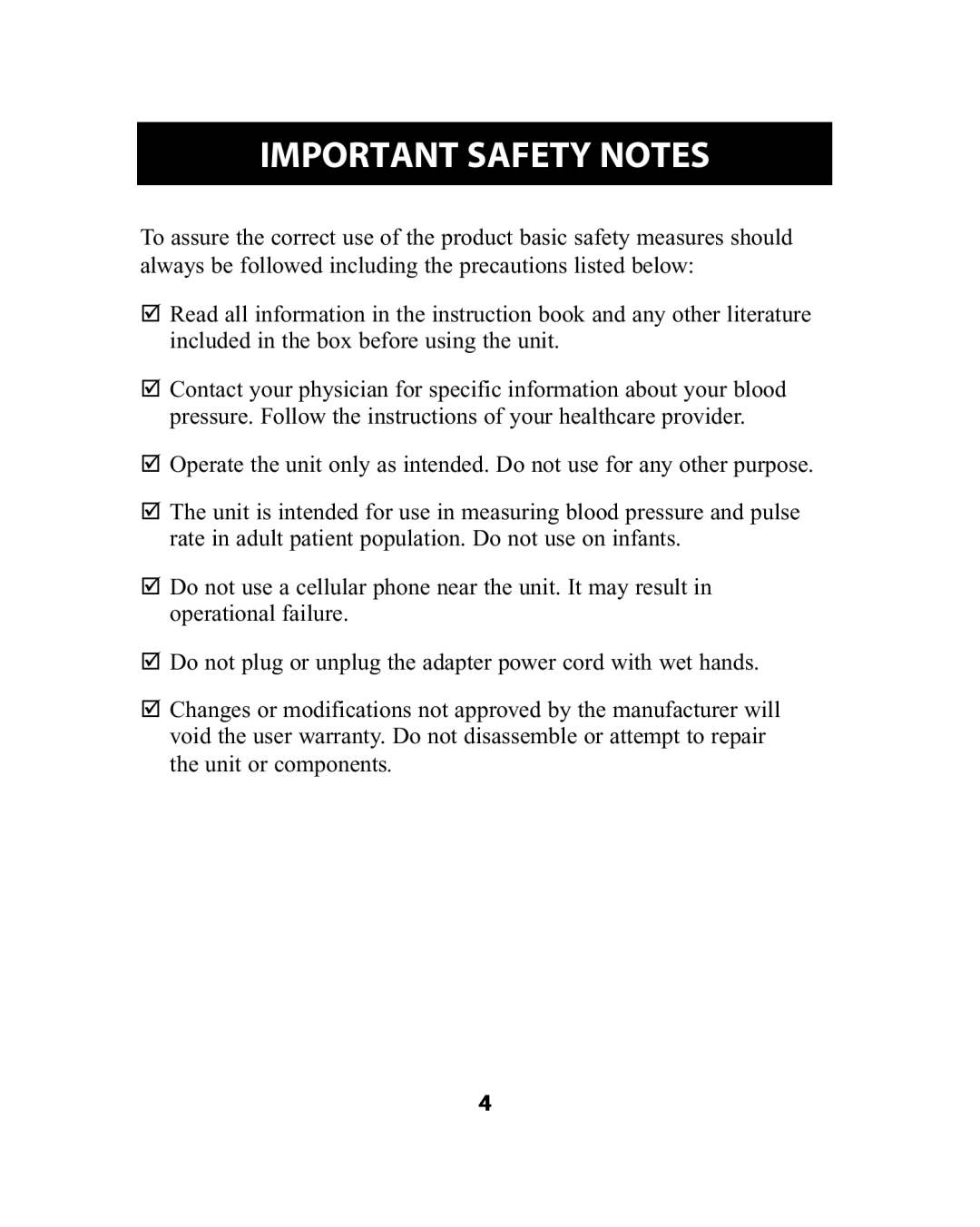 Omron Healthcare HEM-741CREL manual Important Safety Notes 