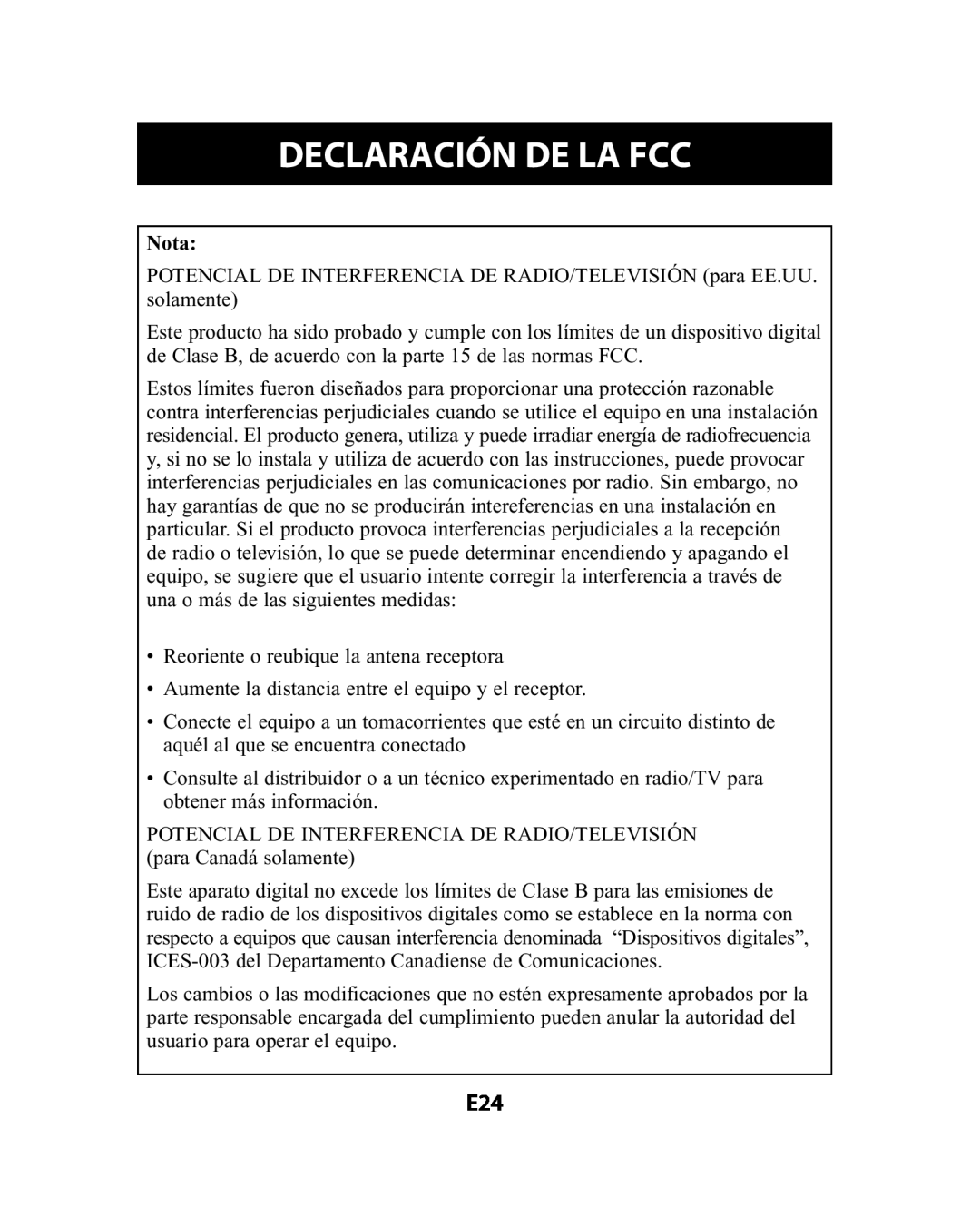 Omron Healthcare HEM-741CREL manual Declaración De La Fcc, Nota 
