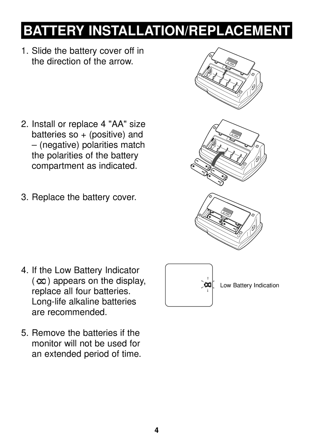 Omron Healthcare HEM-757 manual Battery INSTALLATION/REPLACEMENT 