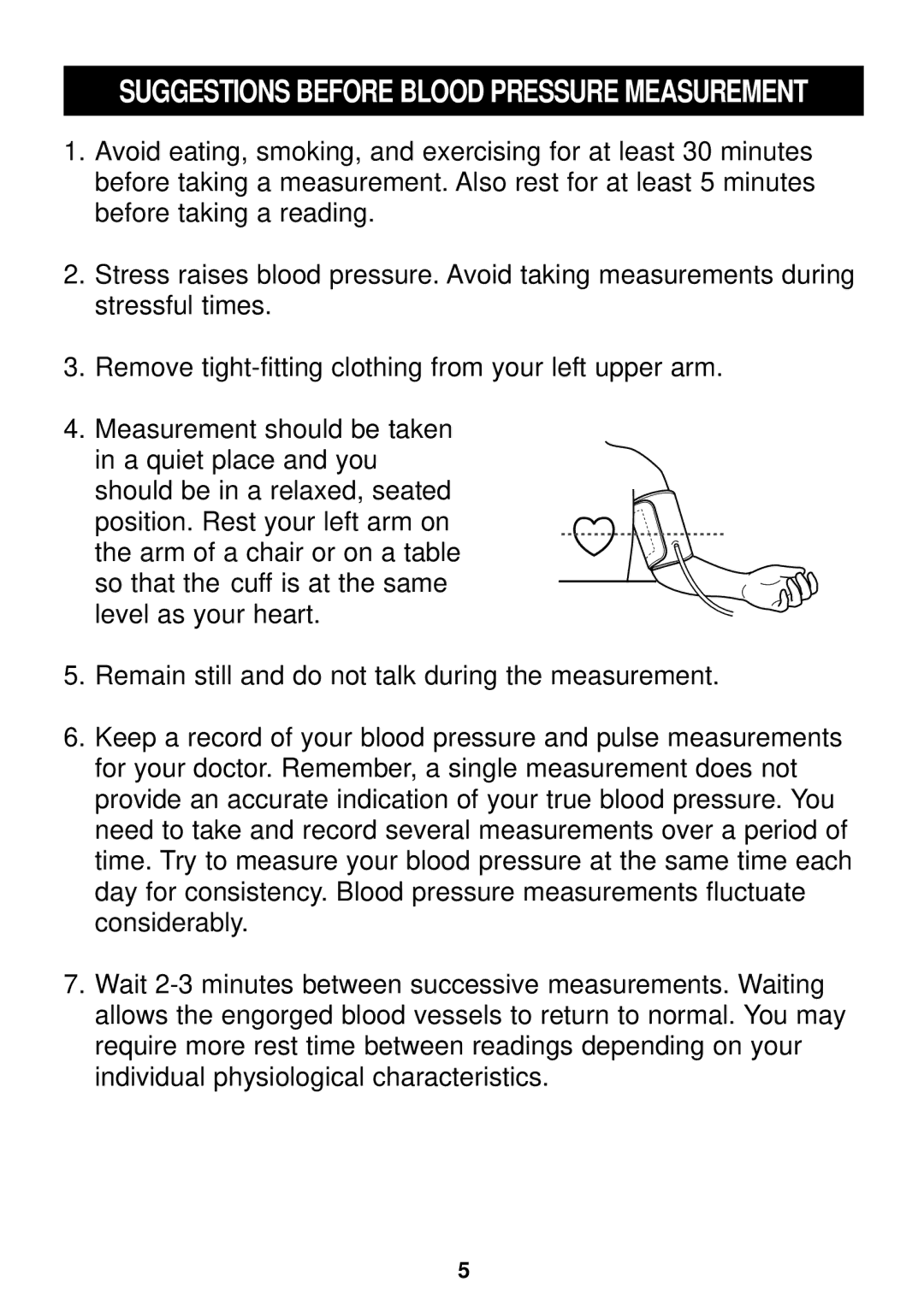 Omron Healthcare HEM-757 manual Suggestions Before Blood Pressure Measurement 