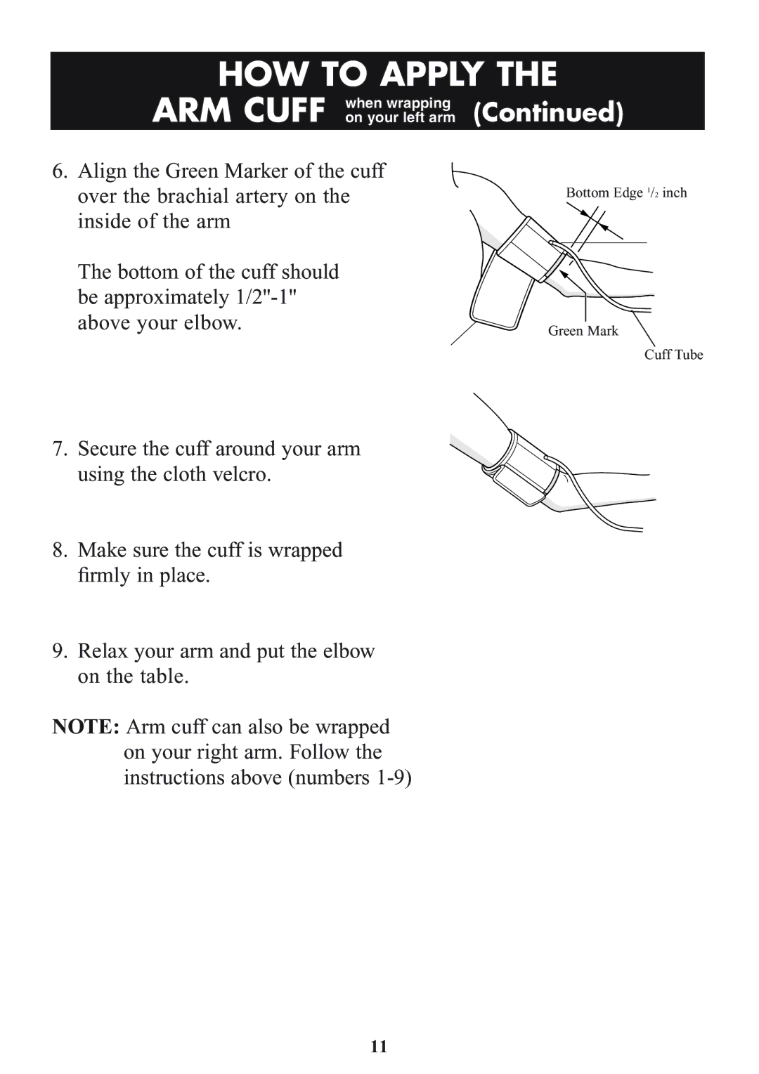 Omron Healthcare HEM-773AC manual ARM Cuff when wrapping on your left arm 