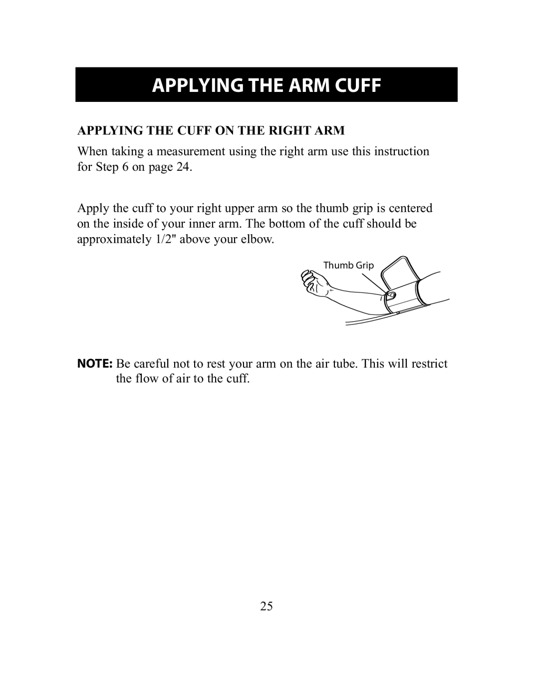 Omron Healthcare HEM-775 instruction manual Applying the Cuff on the Right ARM 