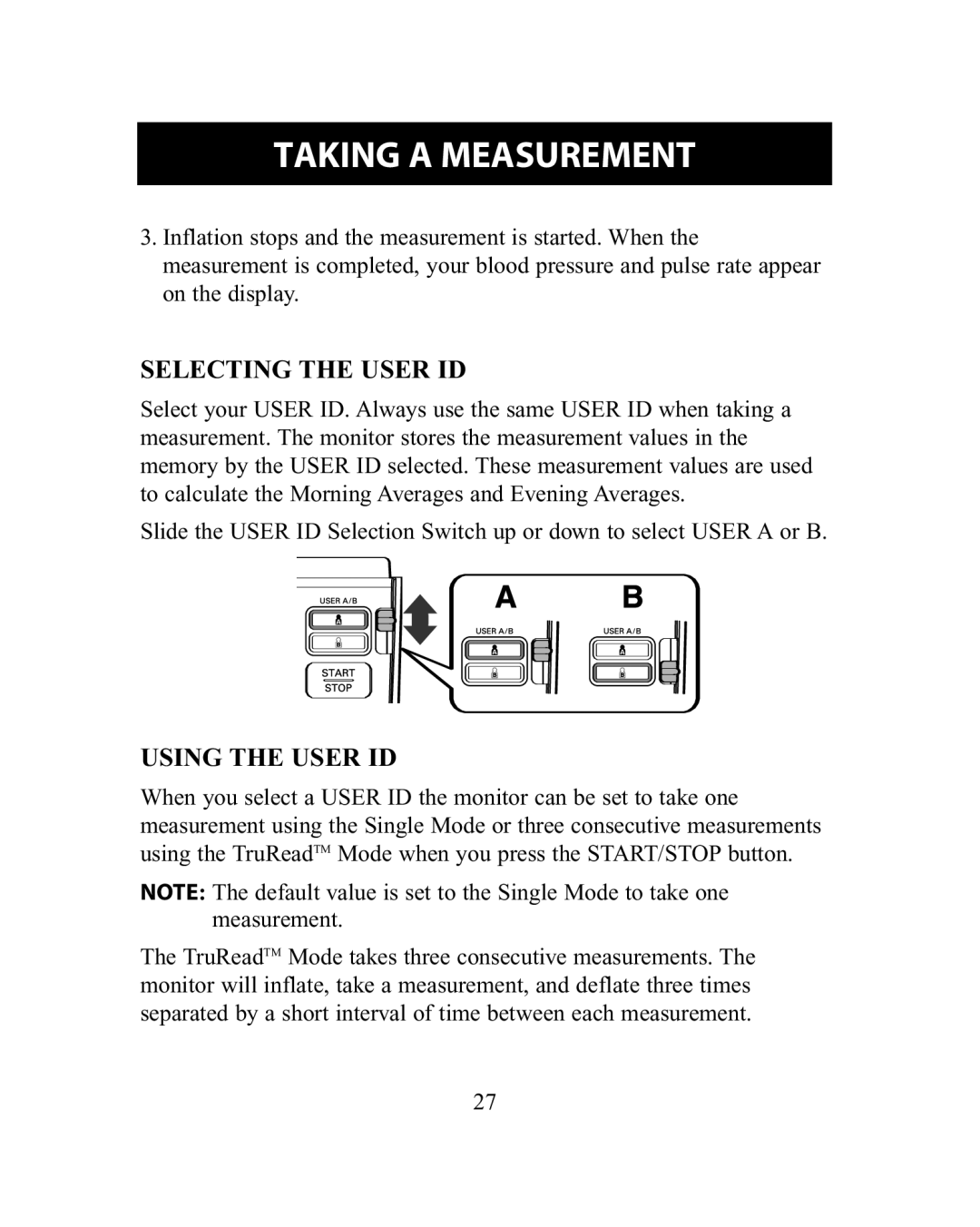 Omron Healthcare HEM-775 instruction manual Selecting the User ID, Using the User ID 