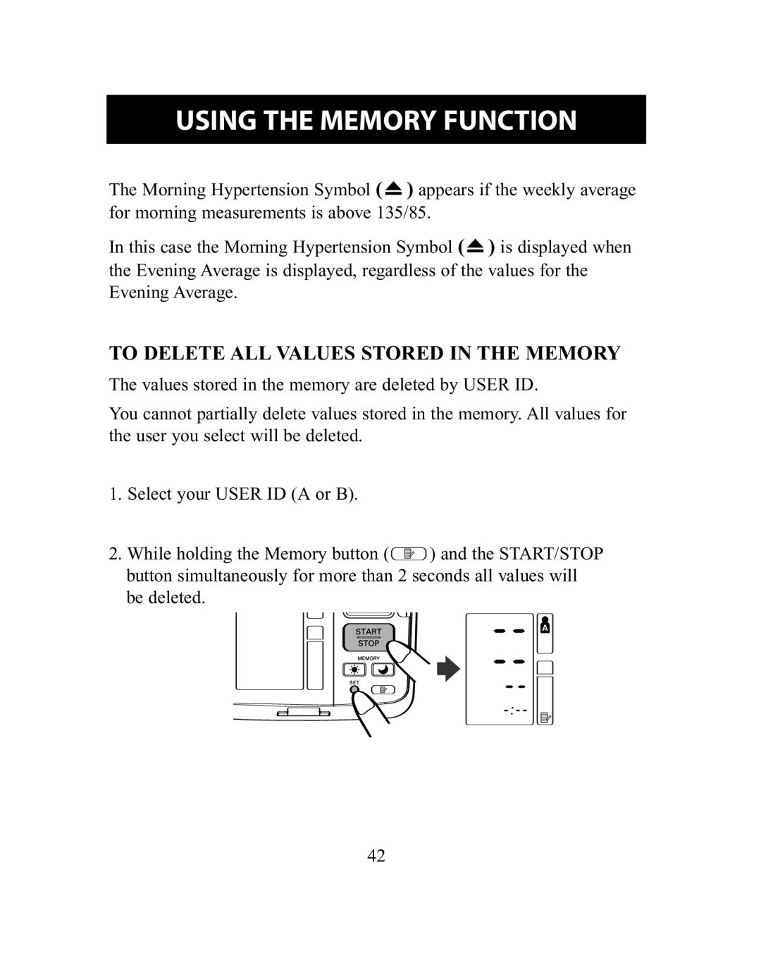 Omron Healthcare HEM-775 instruction manual To Delete ALL Values Stored in the Memory 