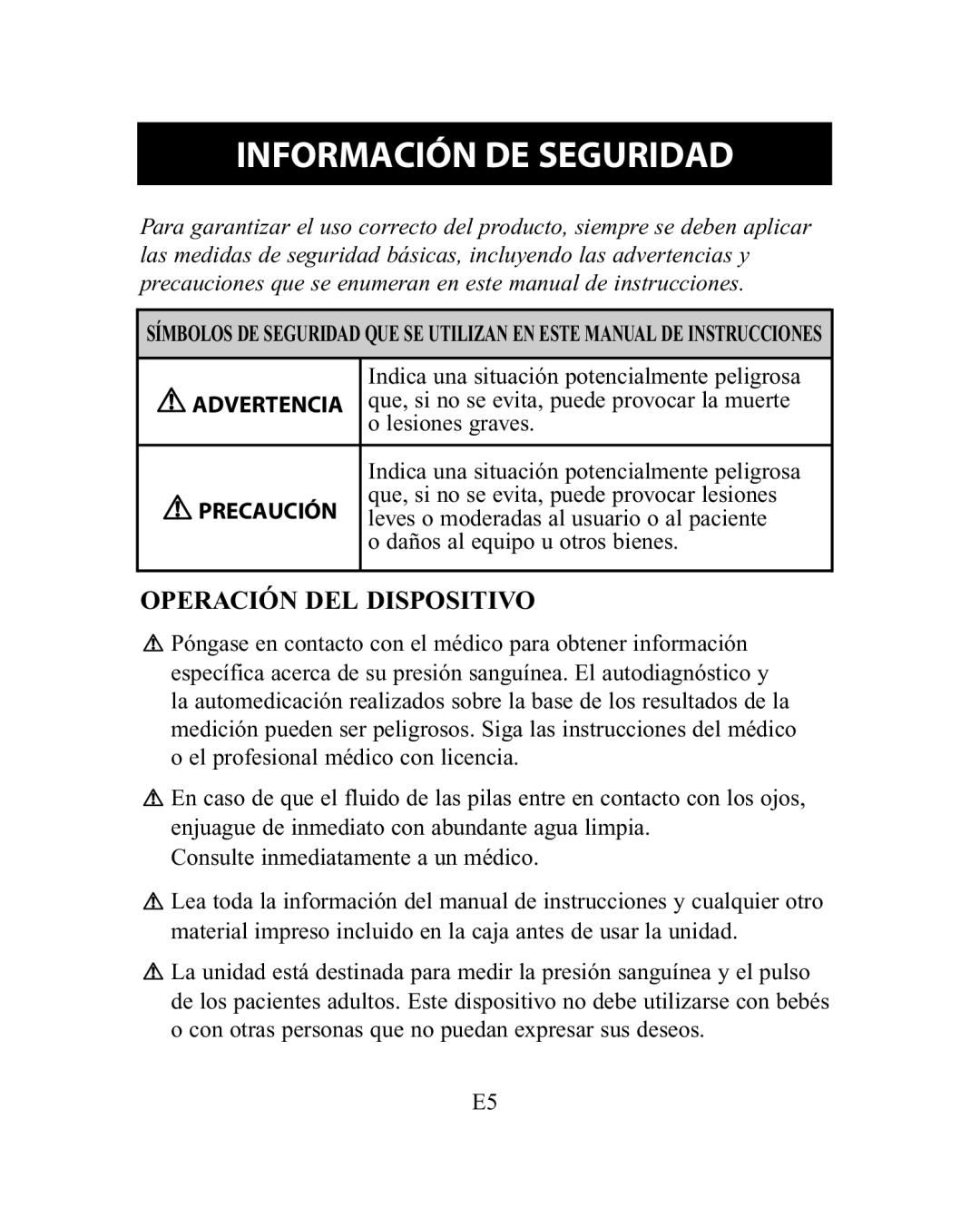 Omron Healthcare HEM-775 instruction manual Información DE Seguridad, Operación DEL Dispositivo 