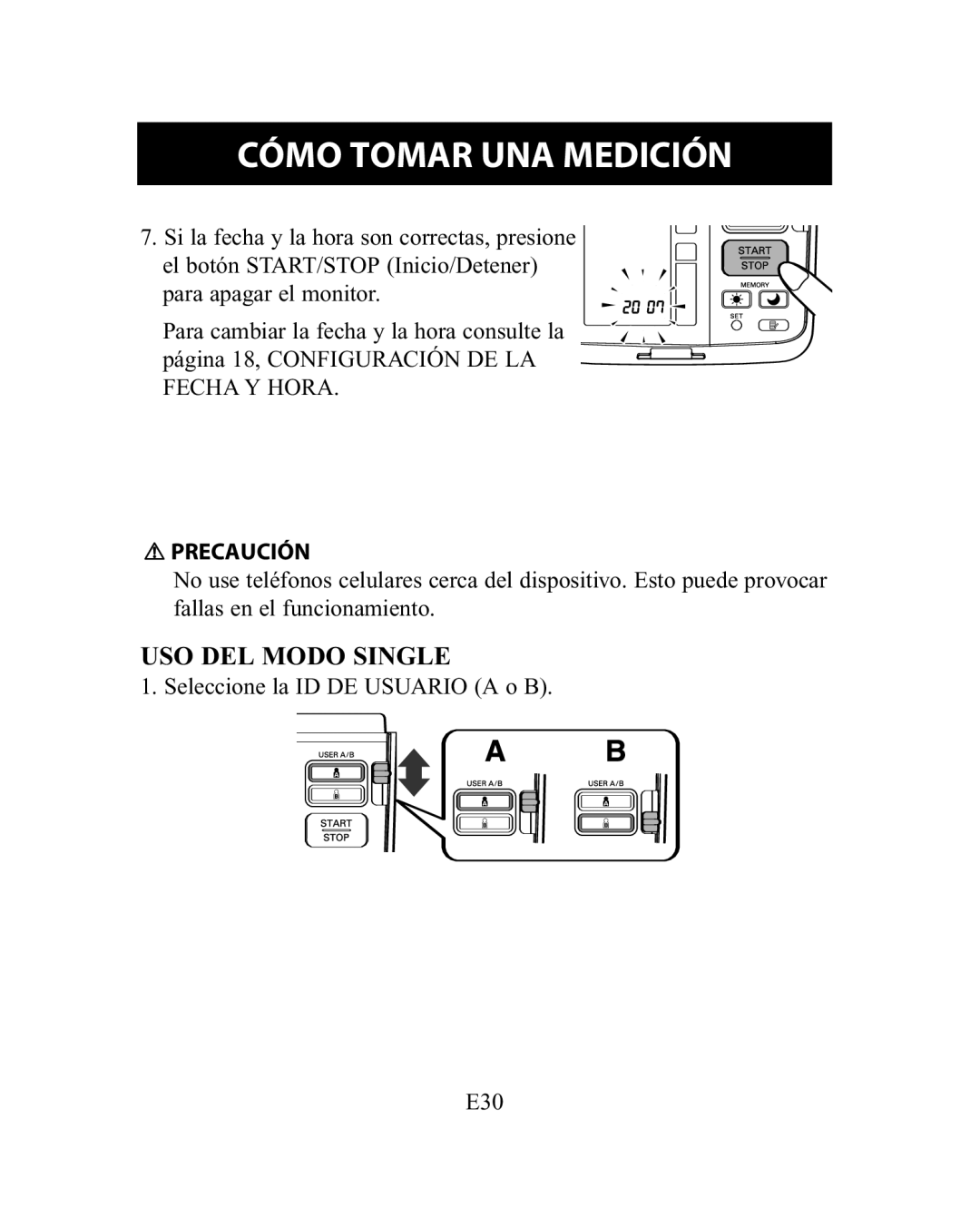 Omron Healthcare HEM-775 instruction manual USO DEL Modo Single 