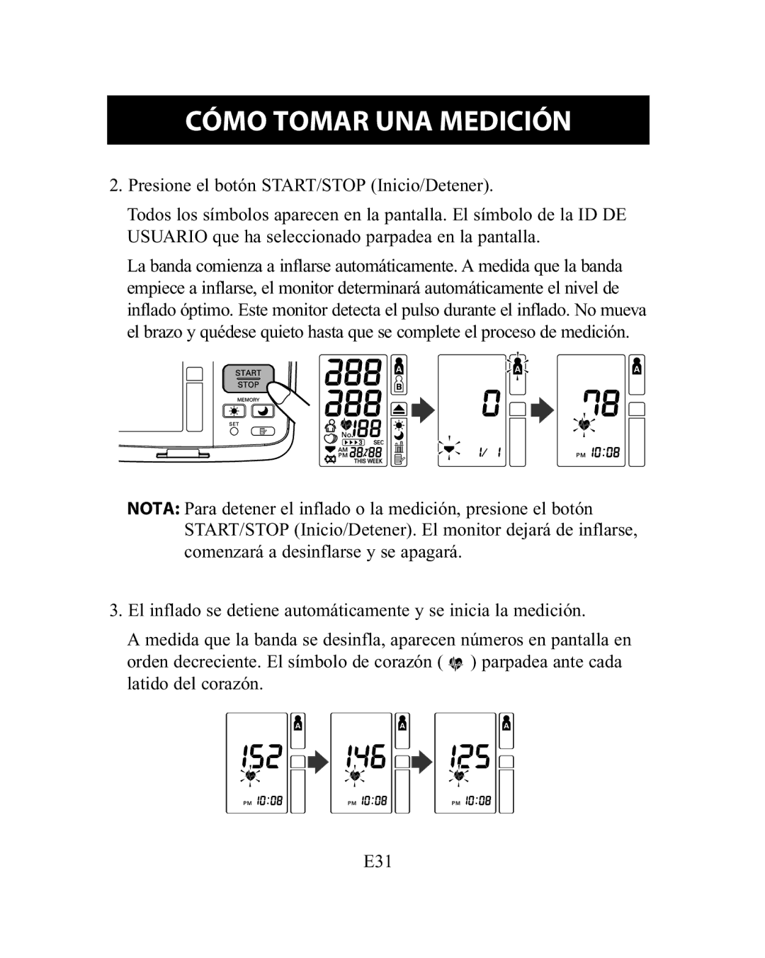 Omron Healthcare HEM-775 instruction manual Cómo Tomar UNA Medición 