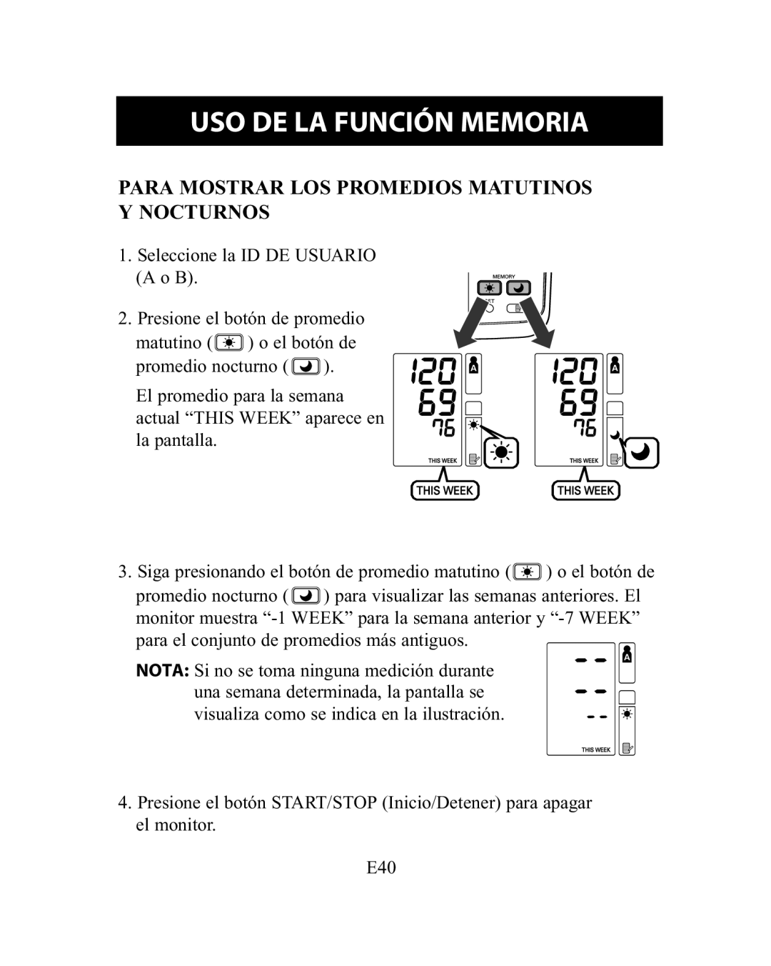 Omron Healthcare HEM-775 instruction manual Para Mostrar LOS Promedios Matutinos Y Nocturnos 