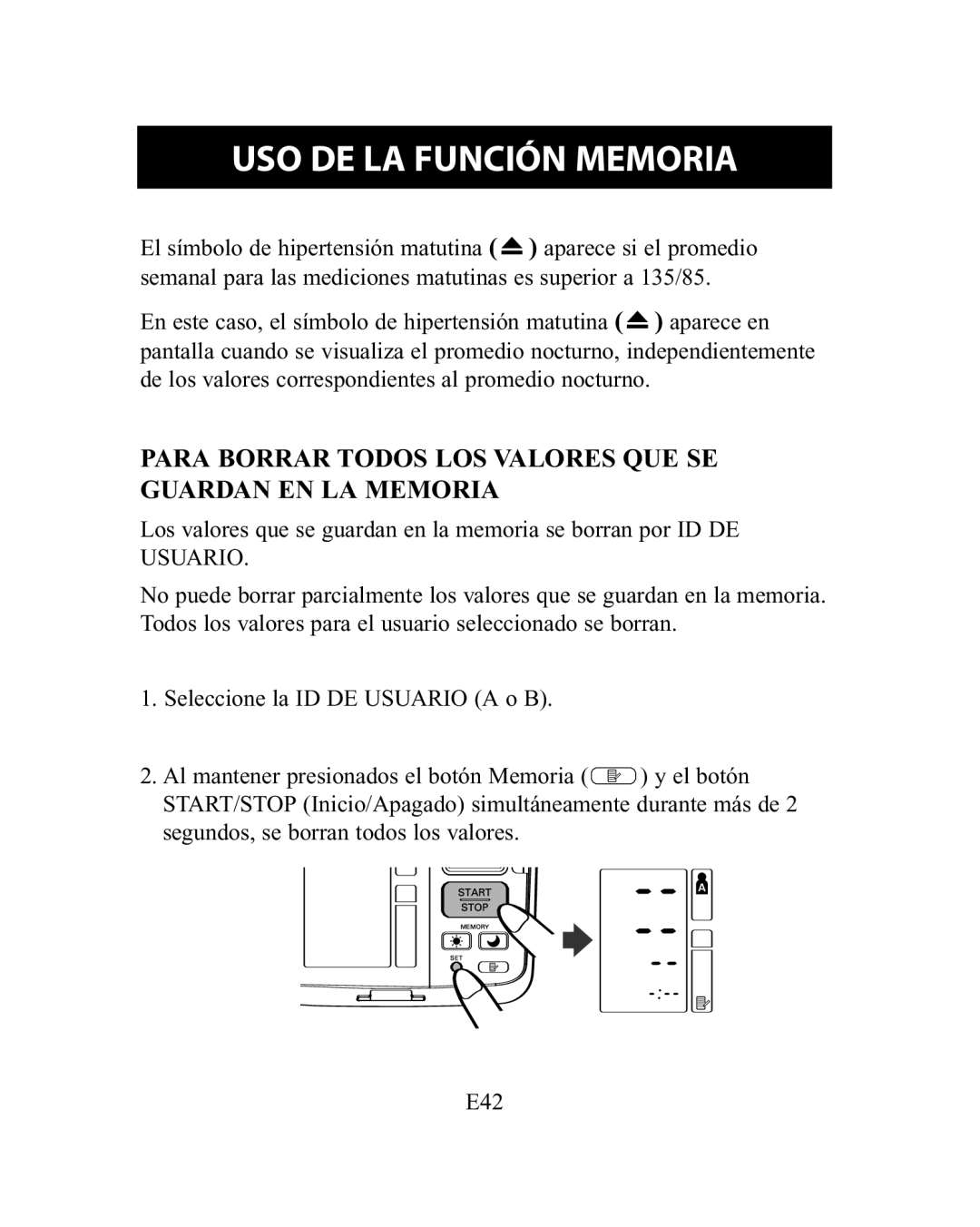 Omron Healthcare HEM-775 instruction manual Para Borrar Todos LOS Valores QUE SE Guardan EN LA Memoria 