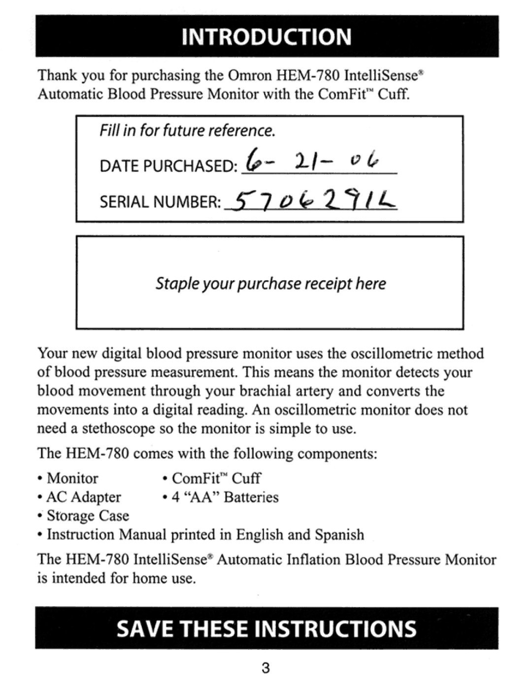 Omron Healthcare HEM-780 manual 