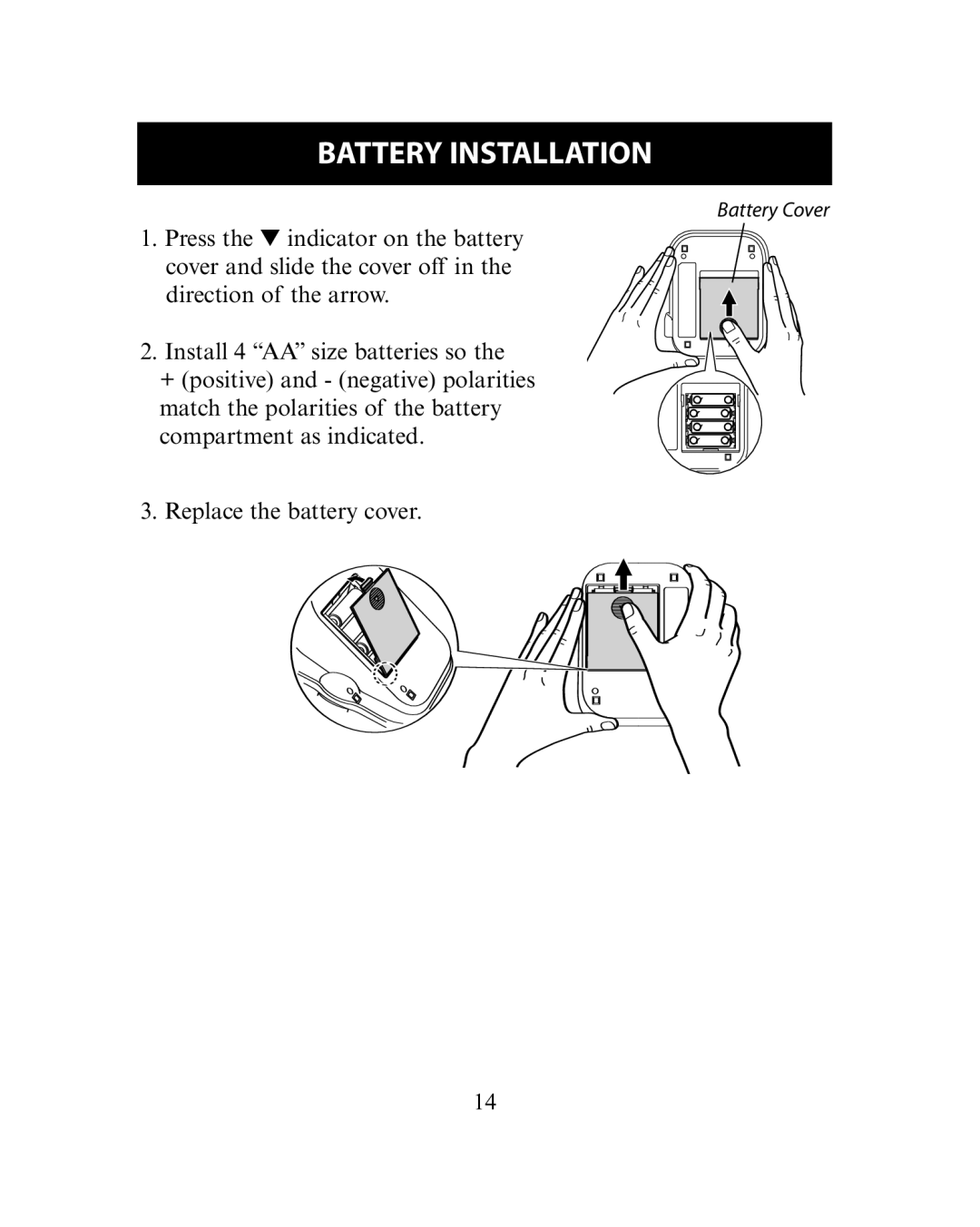 Omron Healthcare HEM-780 instruction manual Battery Installation 