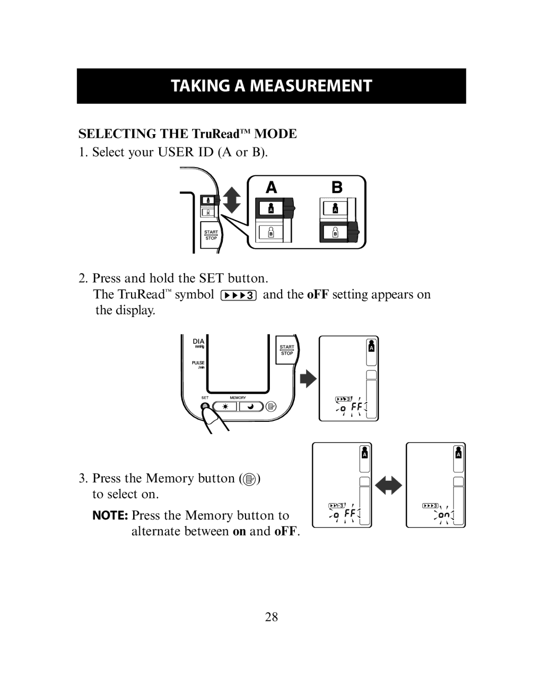 Omron Healthcare HEM-780 instruction manual Selecting the TruReadTM Mode 