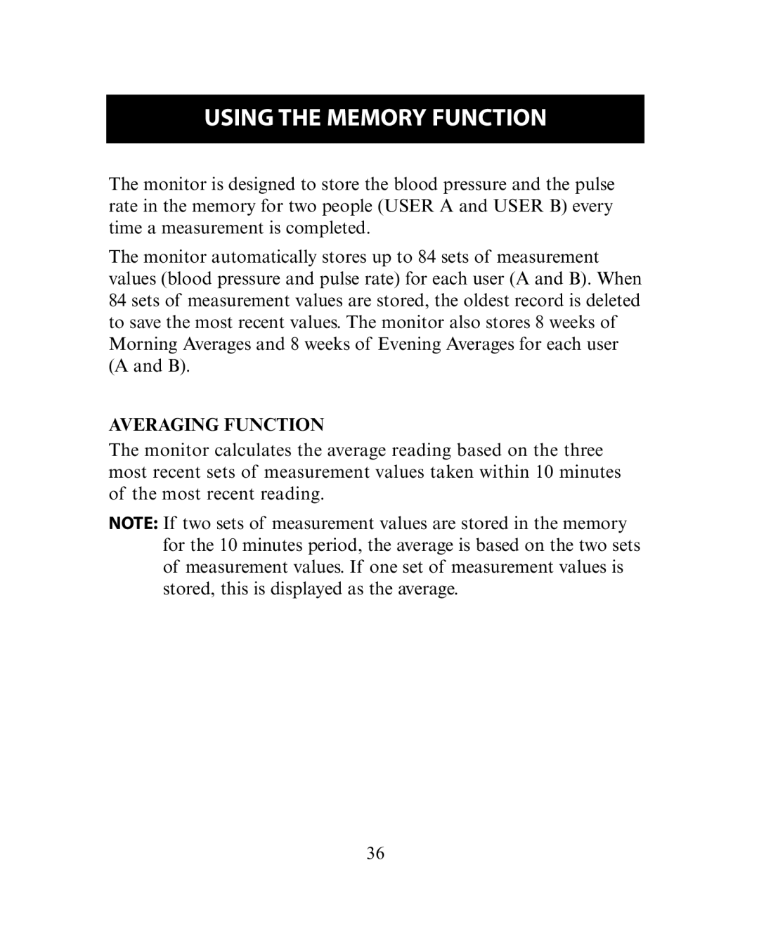 Omron Healthcare HEM-780 instruction manual Using the Memory Function, Averaging Function 