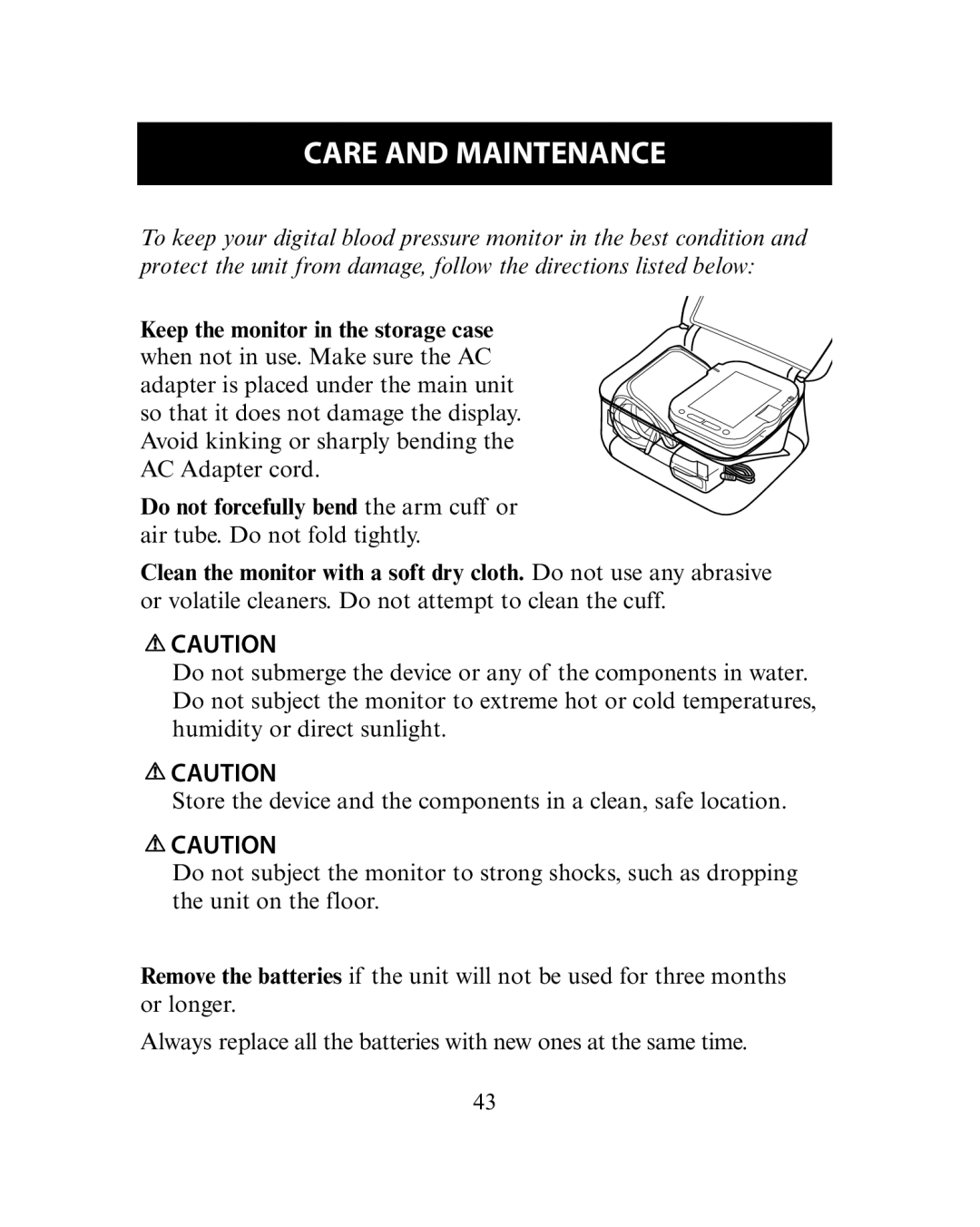 Omron Healthcare HEM-780 instruction manual Care and Maintenance 