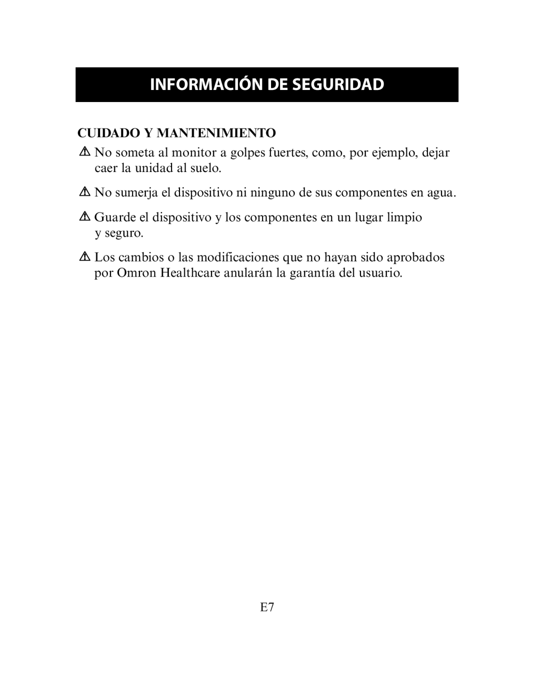 Omron Healthcare HEM-780 instruction manual Cuidado Y Mantenimiento 