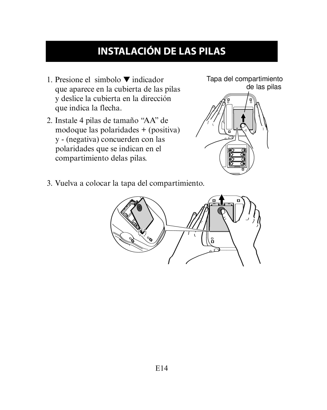 Omron Healthcare HEM-780 instruction manual Instalación DE LAS Pilas 