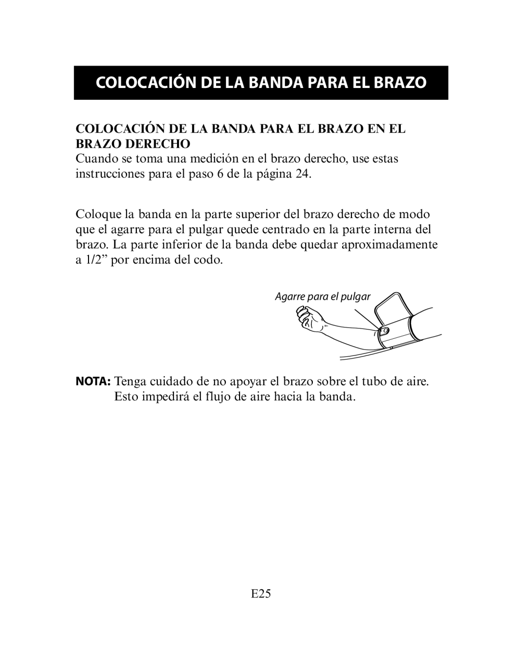 Omron Healthcare HEM-780 instruction manual Colocación DE LA Banda Para EL Brazo EN EL Brazo Derecho 