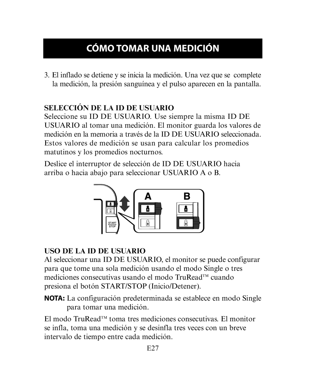 Omron Healthcare HEM-780 instruction manual Selección DE LA ID DE Usuario, USO DE LA ID DE Usuario 