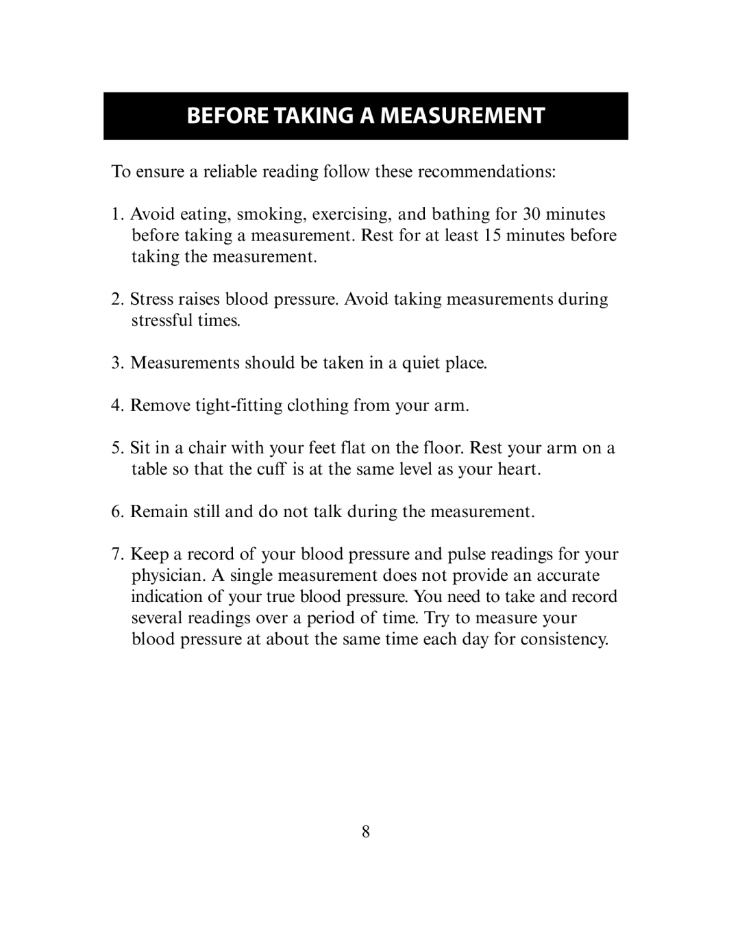 Omron Healthcare HEM-780 instruction manual Before Taking a Measurement 