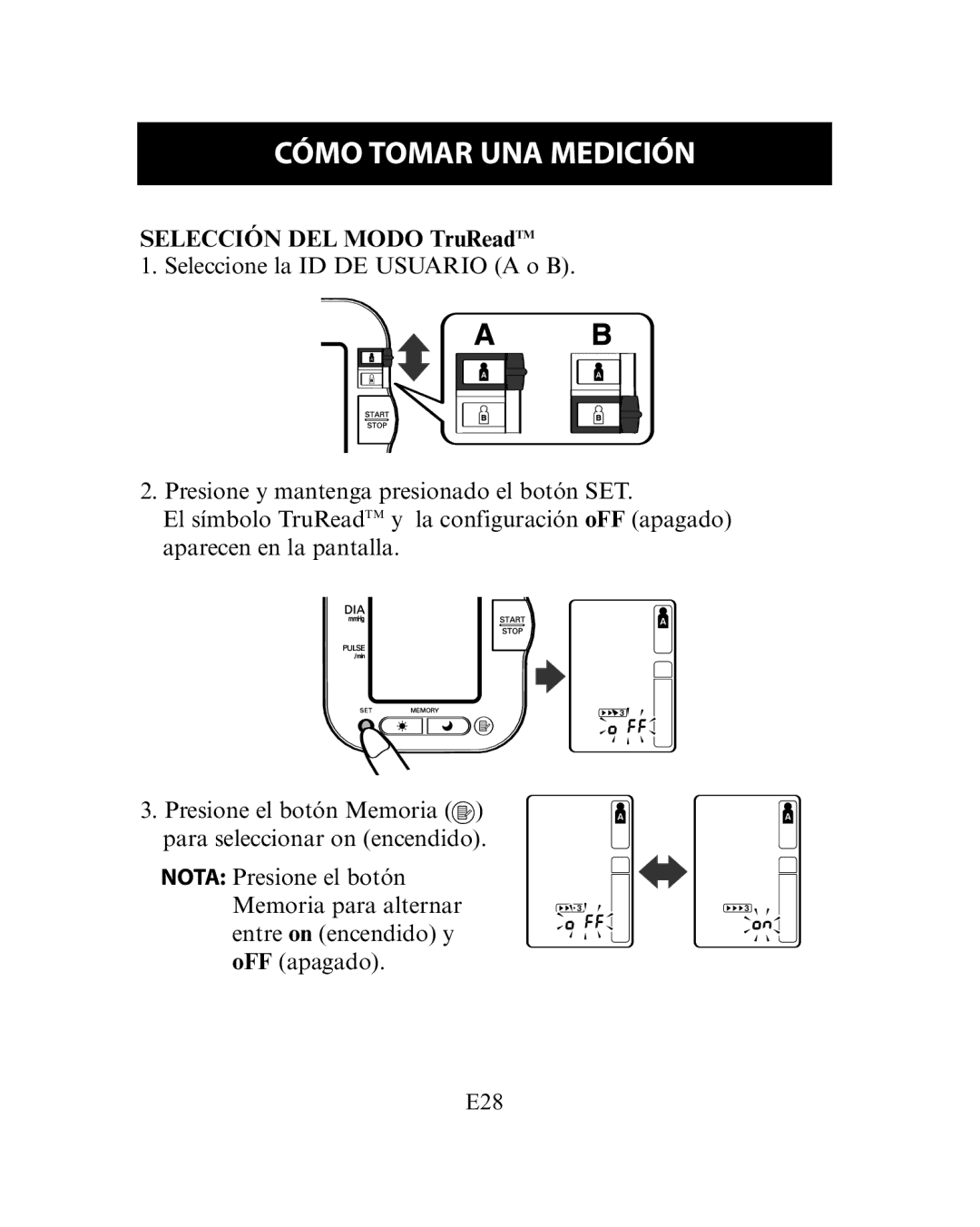 Omron Healthcare HEM-780 instruction manual Selección DEL Modo TruReadTM 