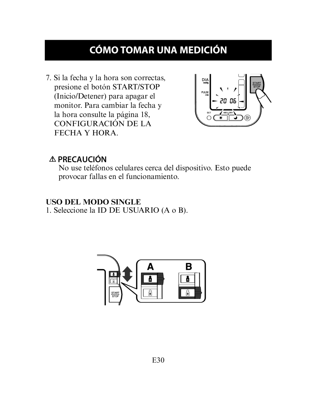 Omron Healthcare HEM-780 instruction manual USO DEL Modo Single 