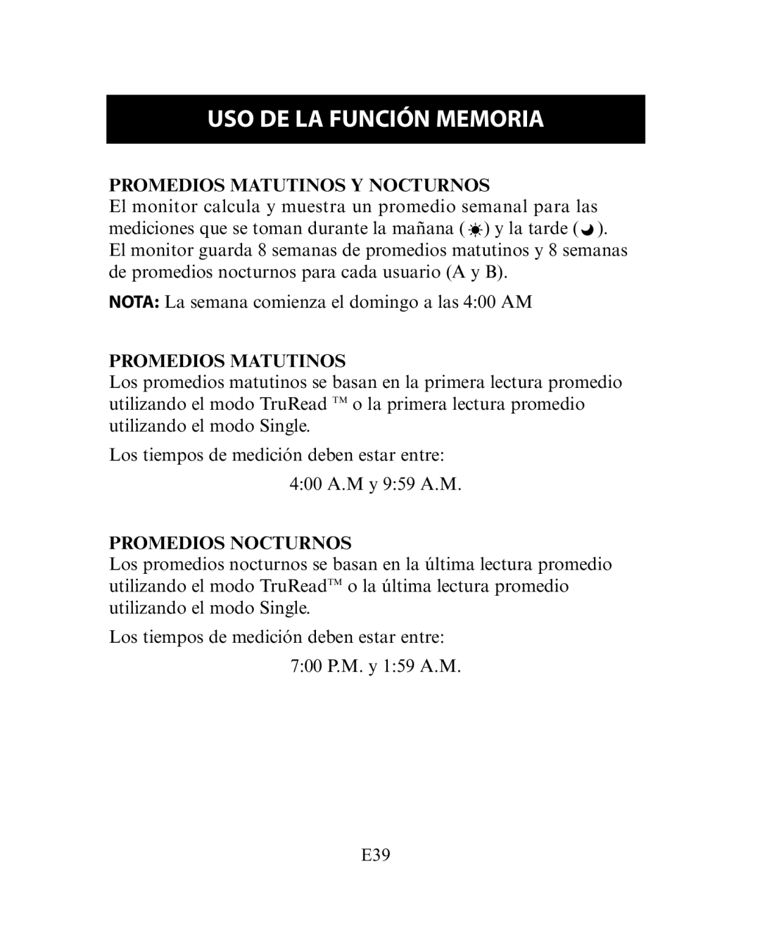 Omron Healthcare HEM-780 instruction manual Promedios Matutinos Y Nocturnos, Promedios Nocturnos 