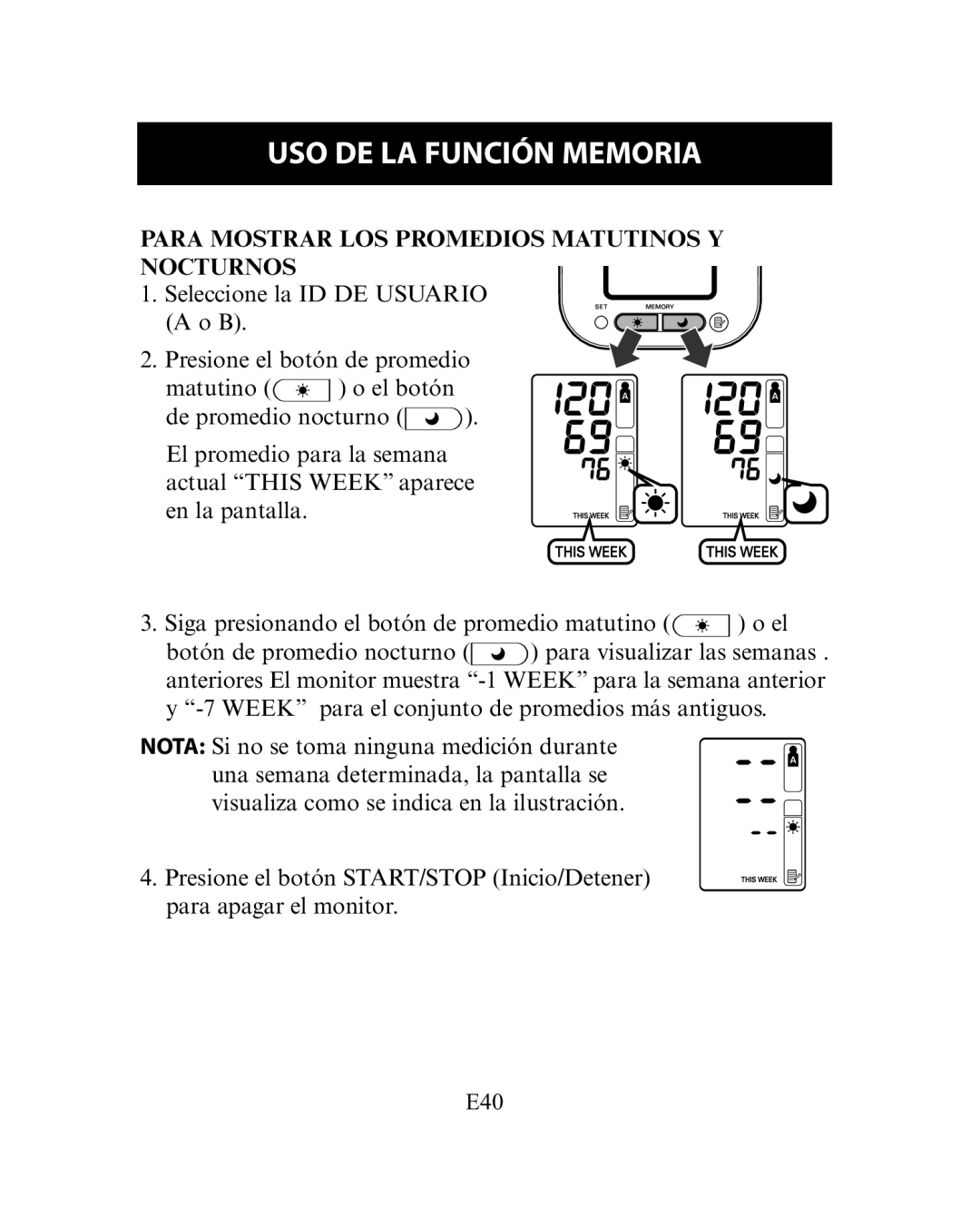 Omron Healthcare HEM-780 instruction manual Para Mostrar LOS Promedios Matutinos Y Nocturnos 