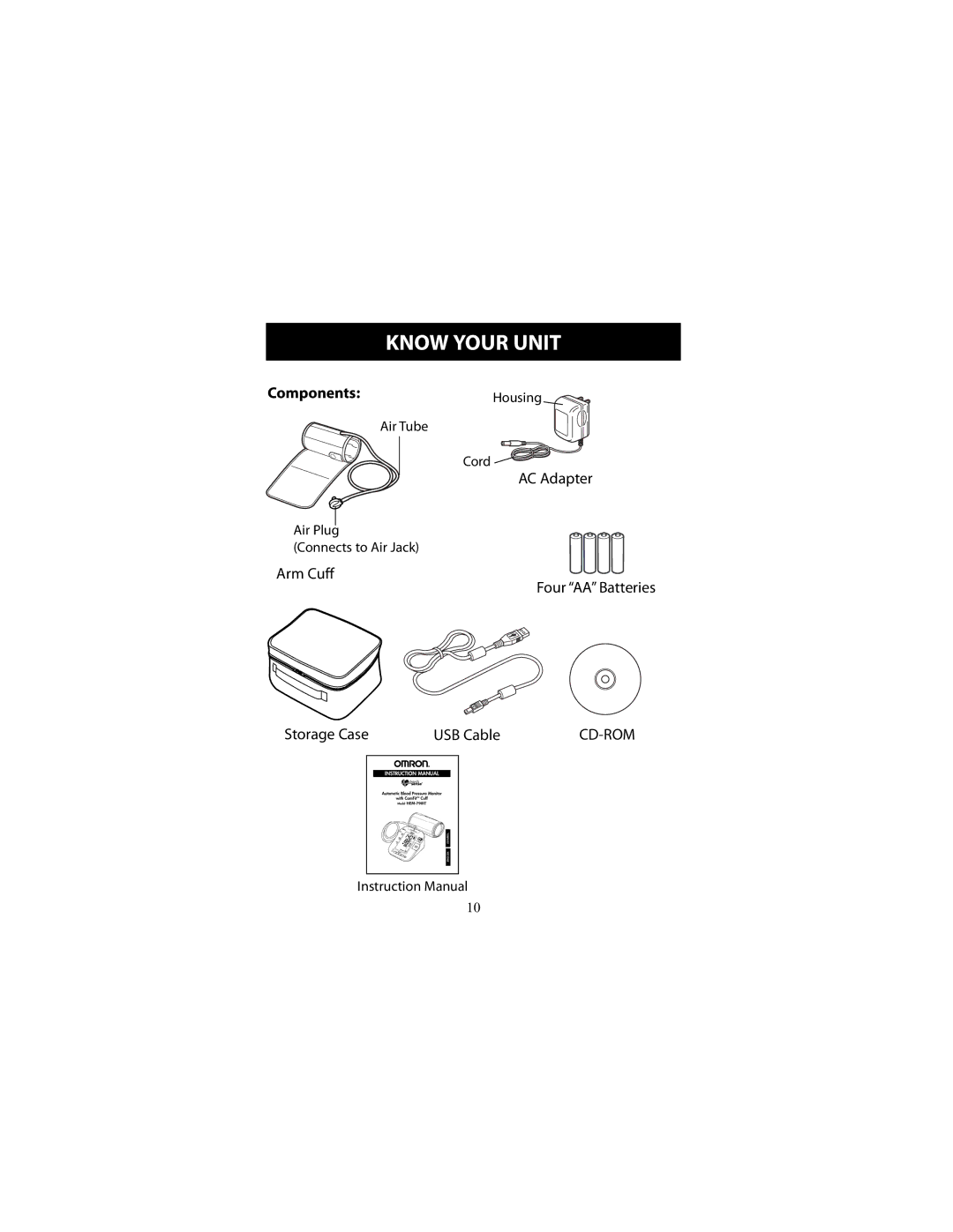 Omron Healthcare HEM-790IT instruction manual ComponentsHousing 