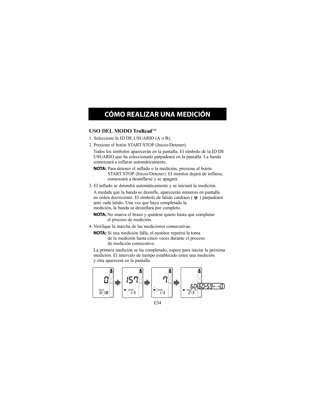 Omron Healthcare HEM-790IT instruction manual USO DEL Modo TruReadTM 