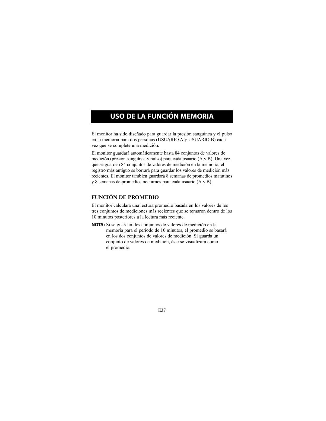 Omron Healthcare HEM-790IT instruction manual USO DE LA Función Memoria, Función DE Promedio 