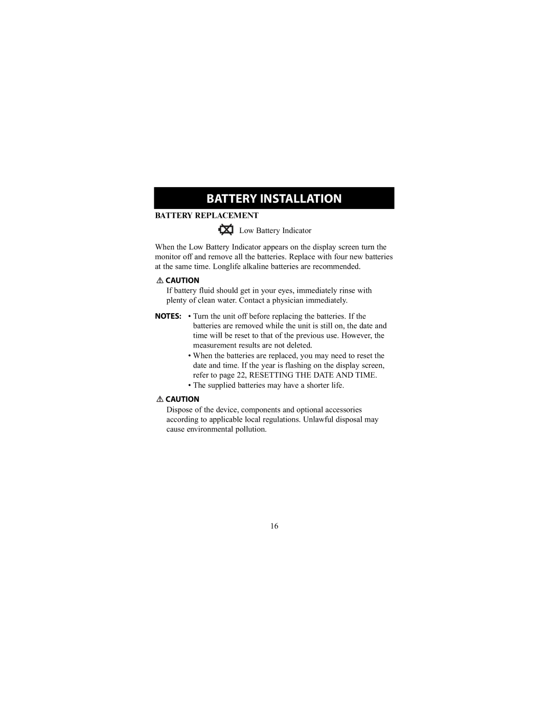 Omron Healthcare HEM-790IT instruction manual Battery Replacement 